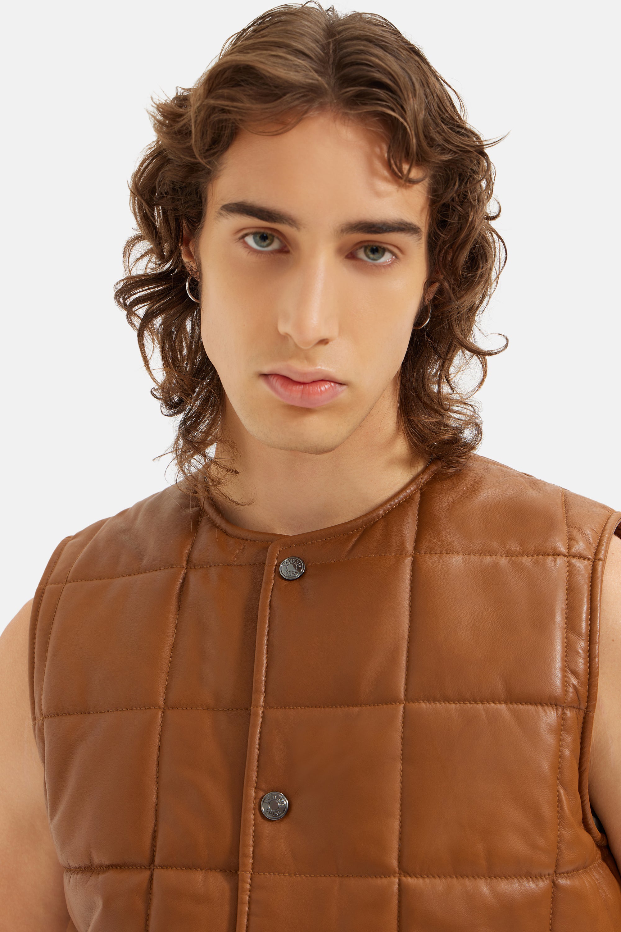 Vito - Quilted Leather Vest - Whisky