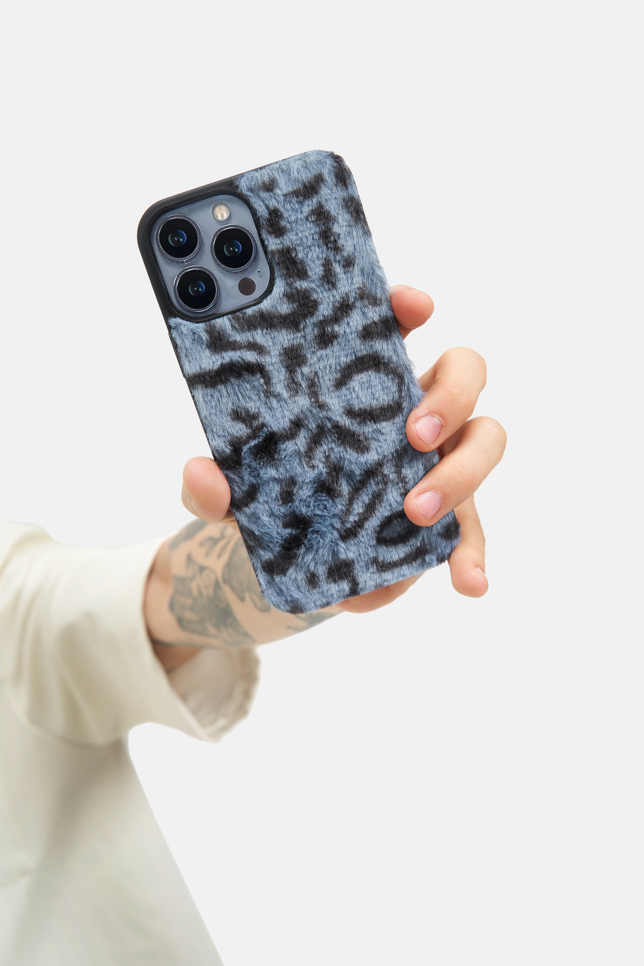 iPhone Printed Fur Case - Dark Blue