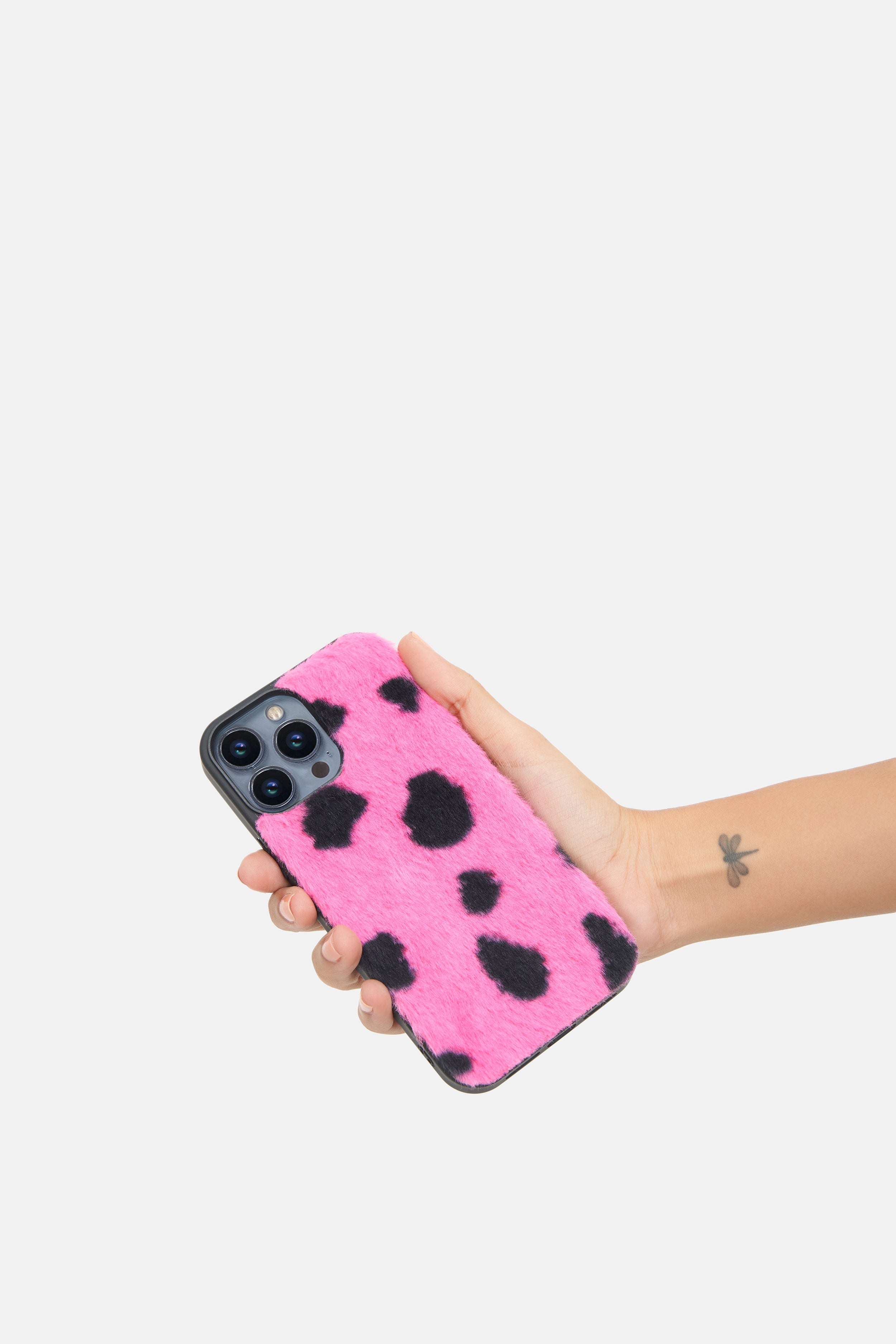 iPhone Printed Fur Case - Soft Pink