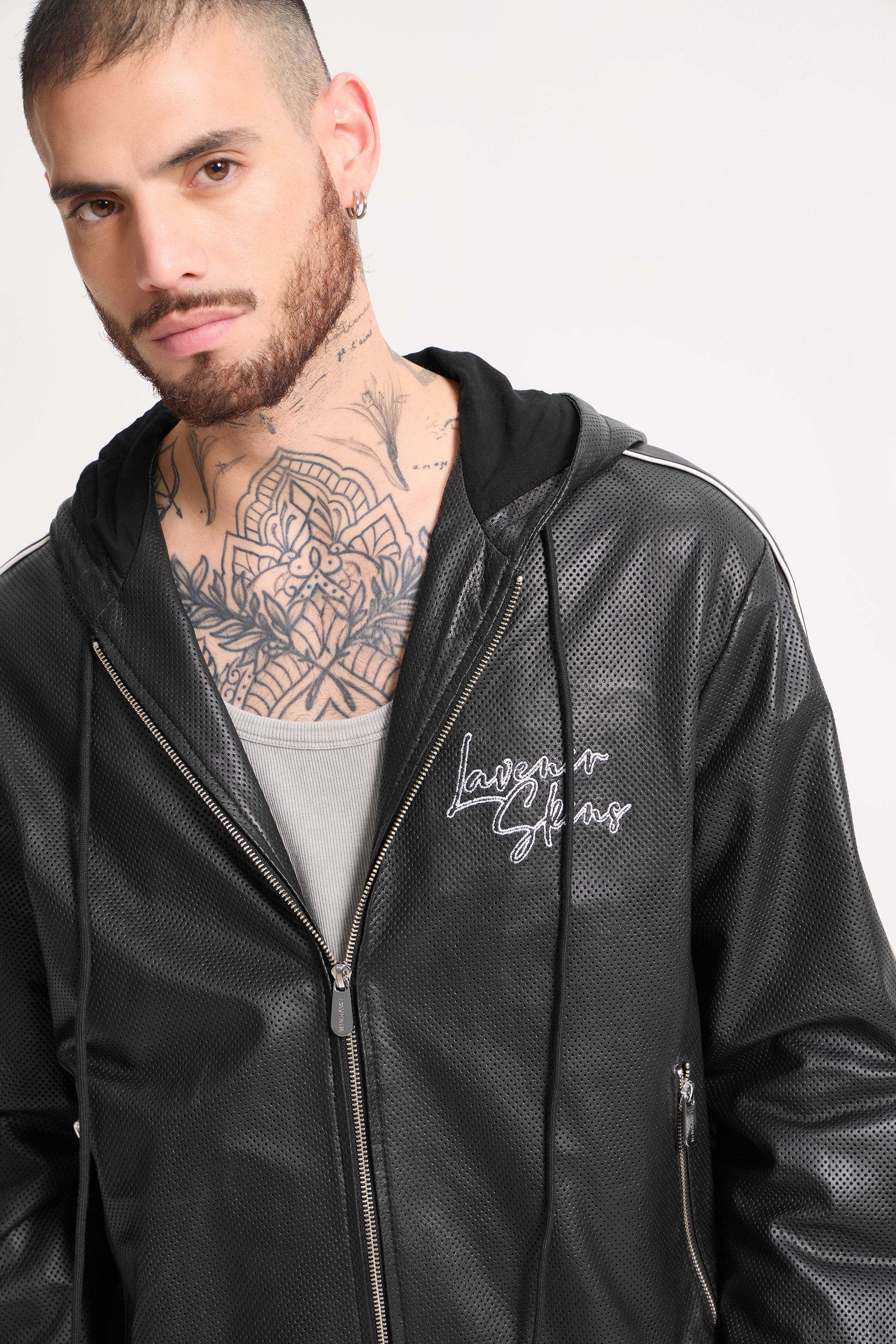 Andre - Unisex Mesh Leather Zip Jacket