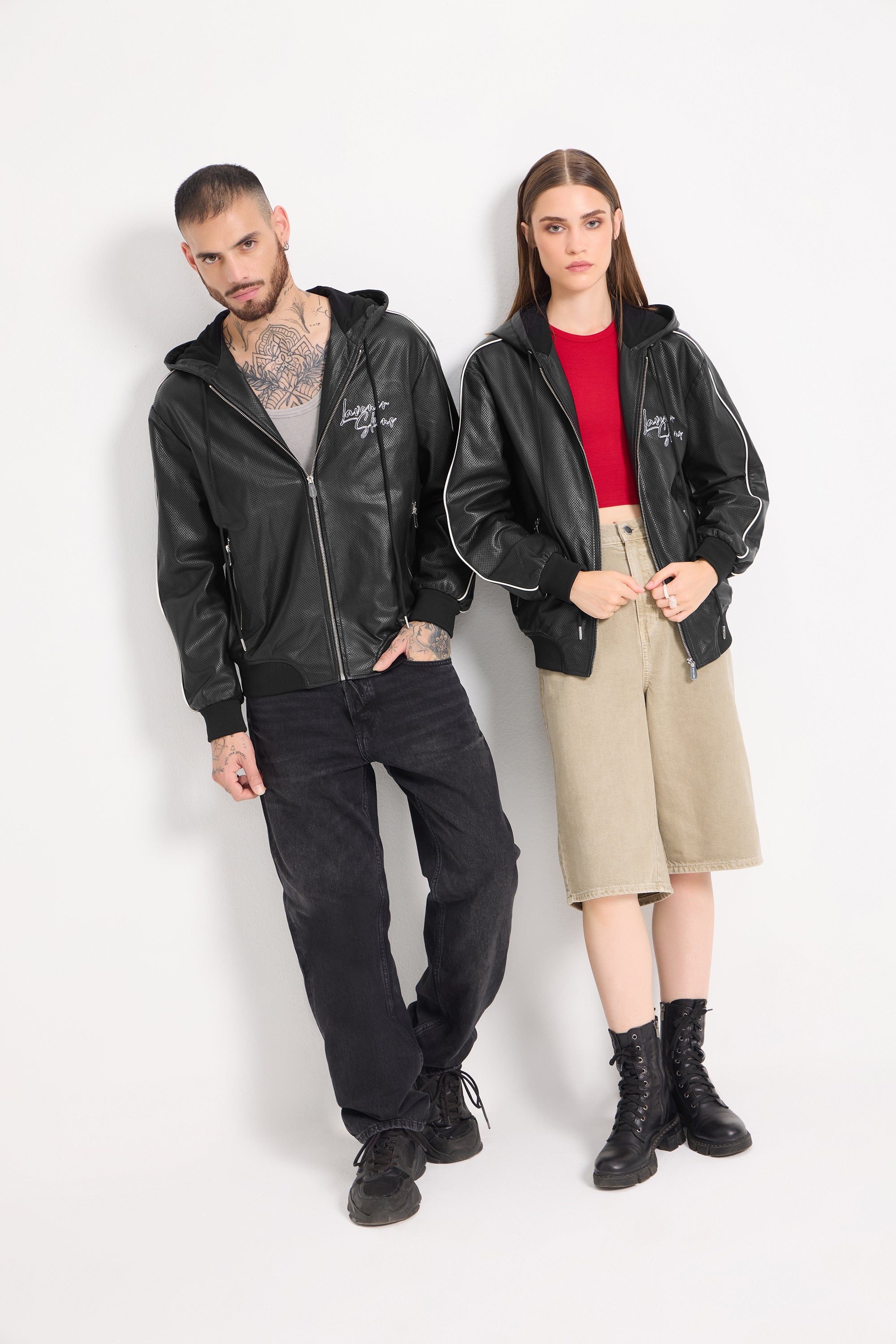 Andre - Unisex Mesh Leather Zip Jacket