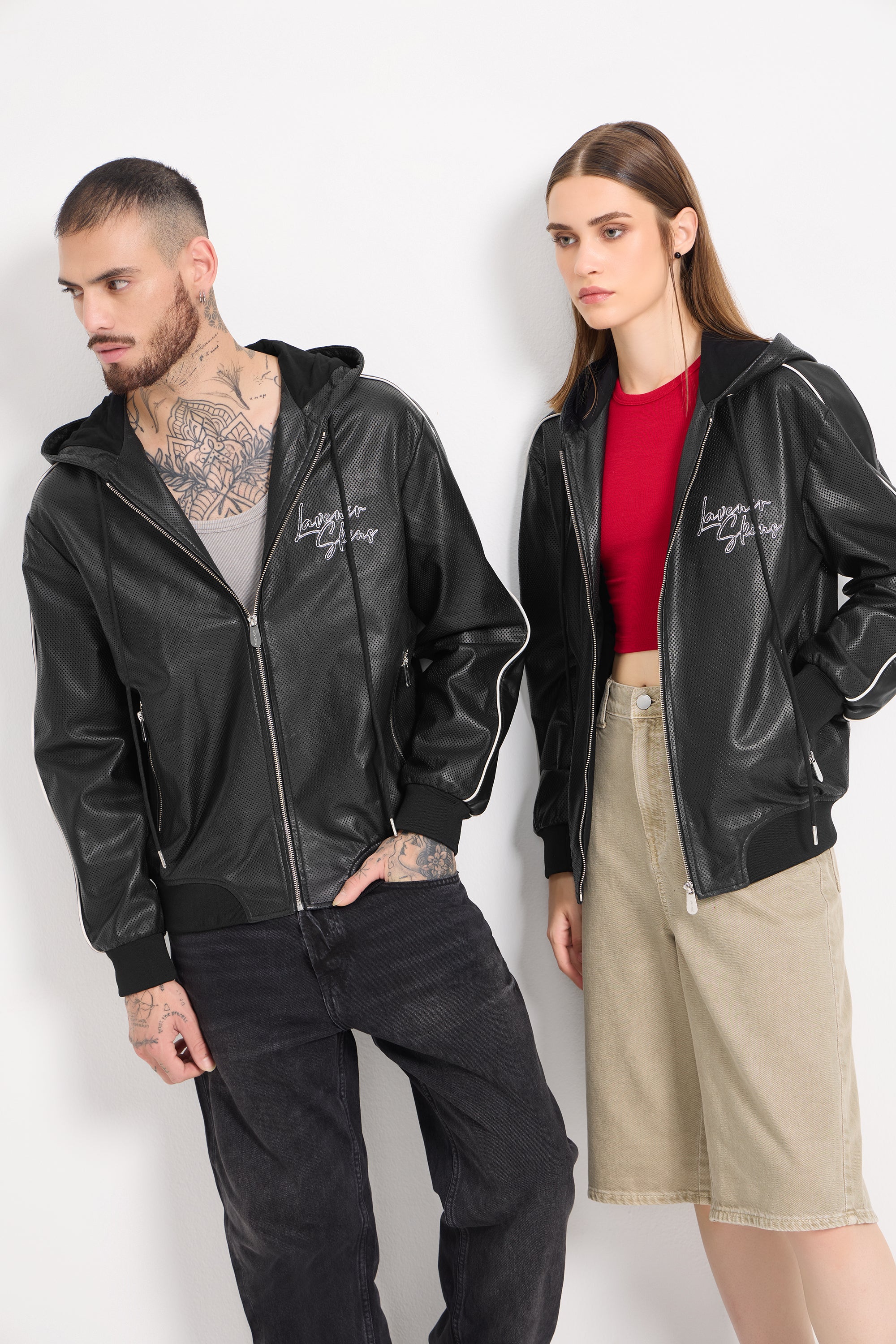 Andre - Unisex Mesh Leather Zip Jacket