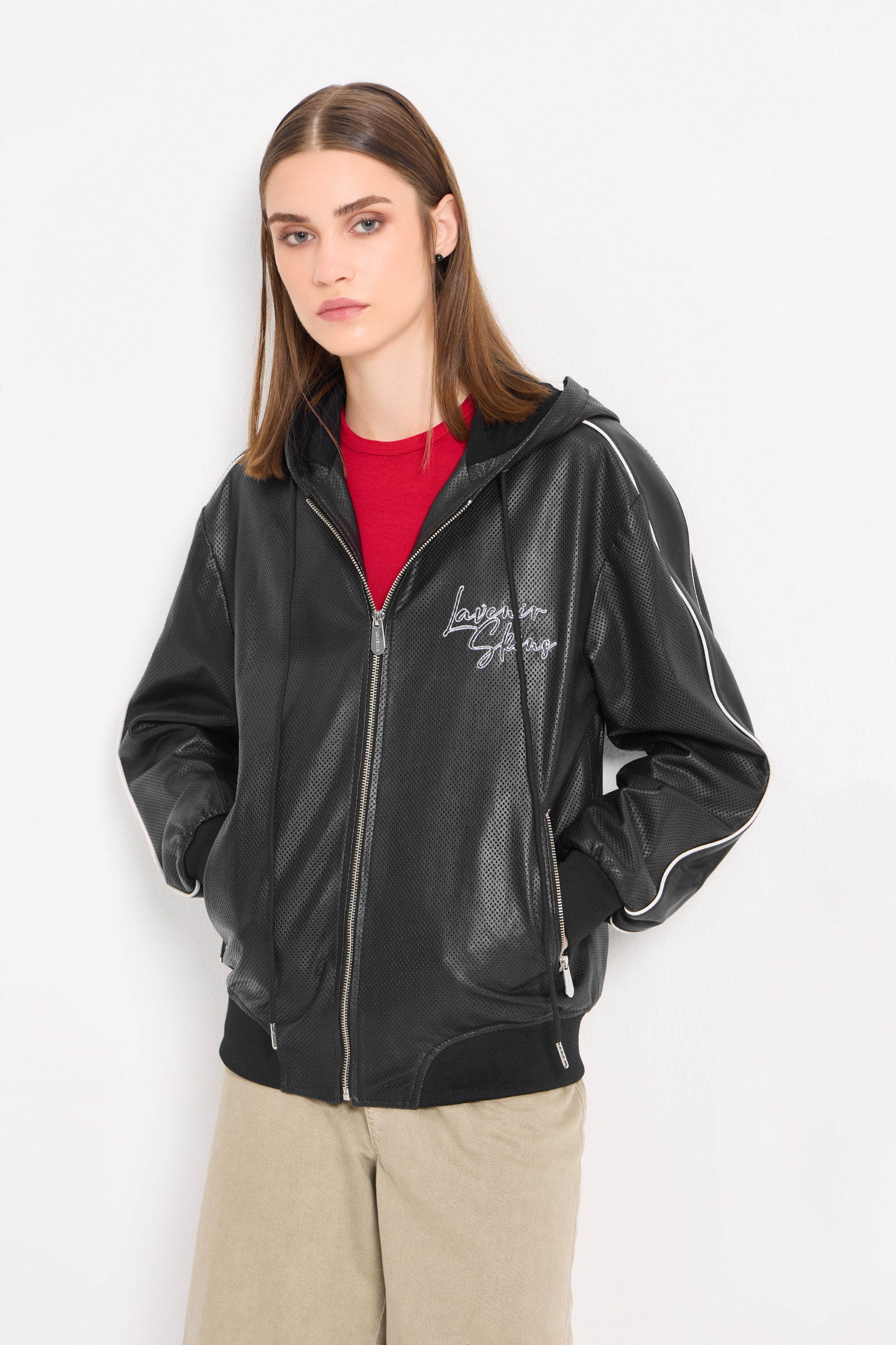 Andre - Unisex Mesh Leather Zip Jacket