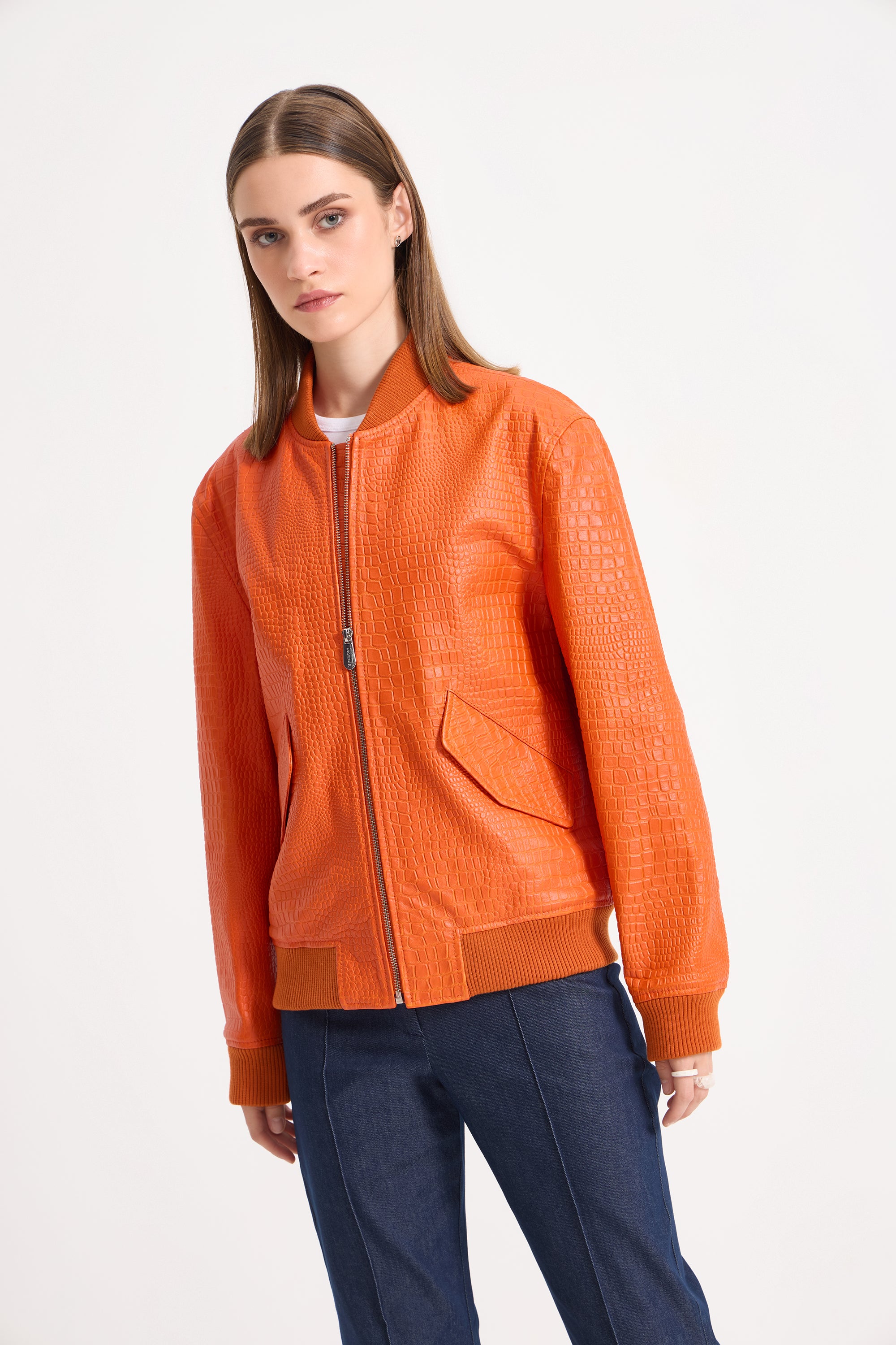 Brice - Croco Embossed Leather Jacket