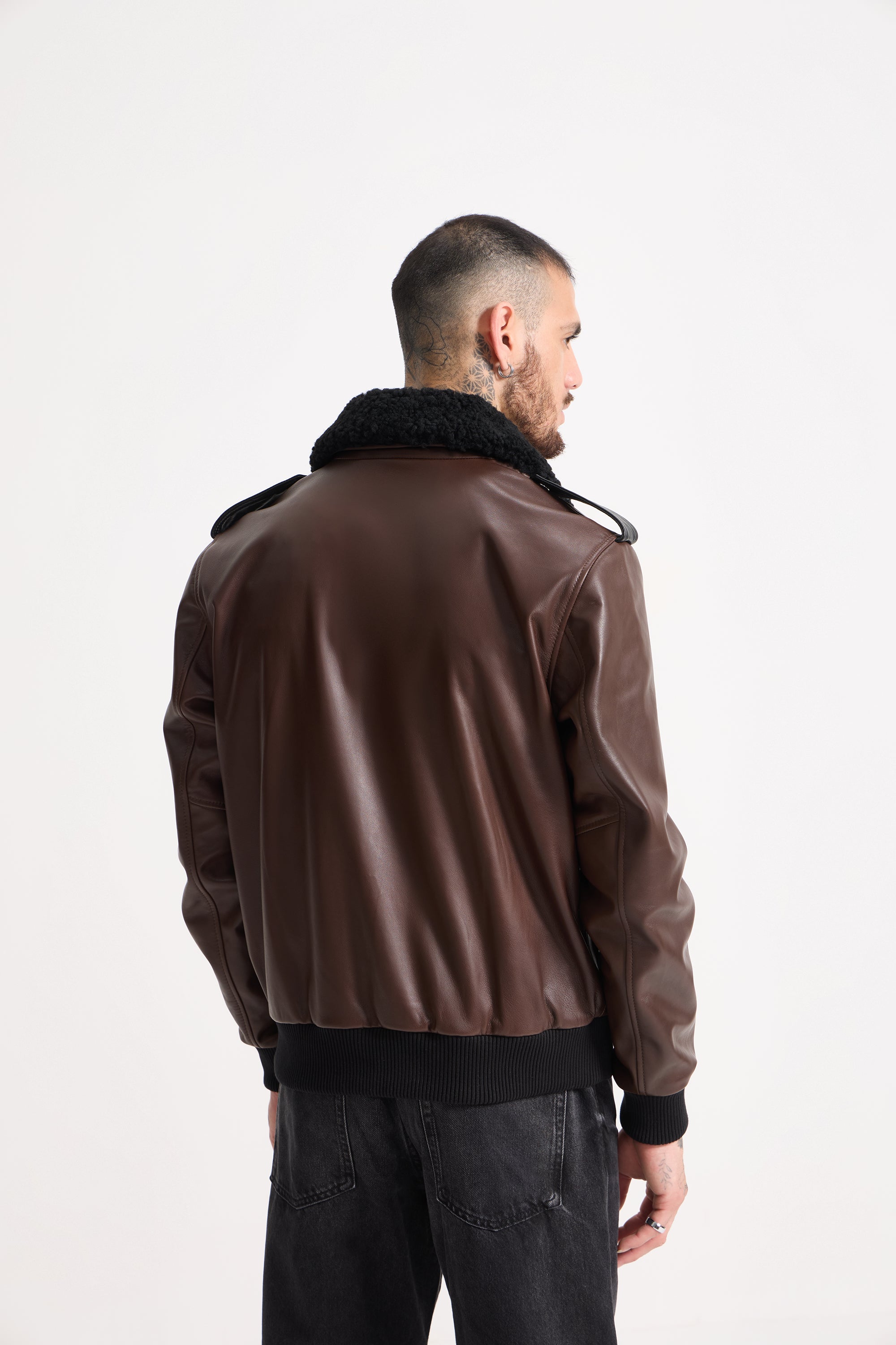 Raphaël - Avaitor Leather Jacket with Fur Collar