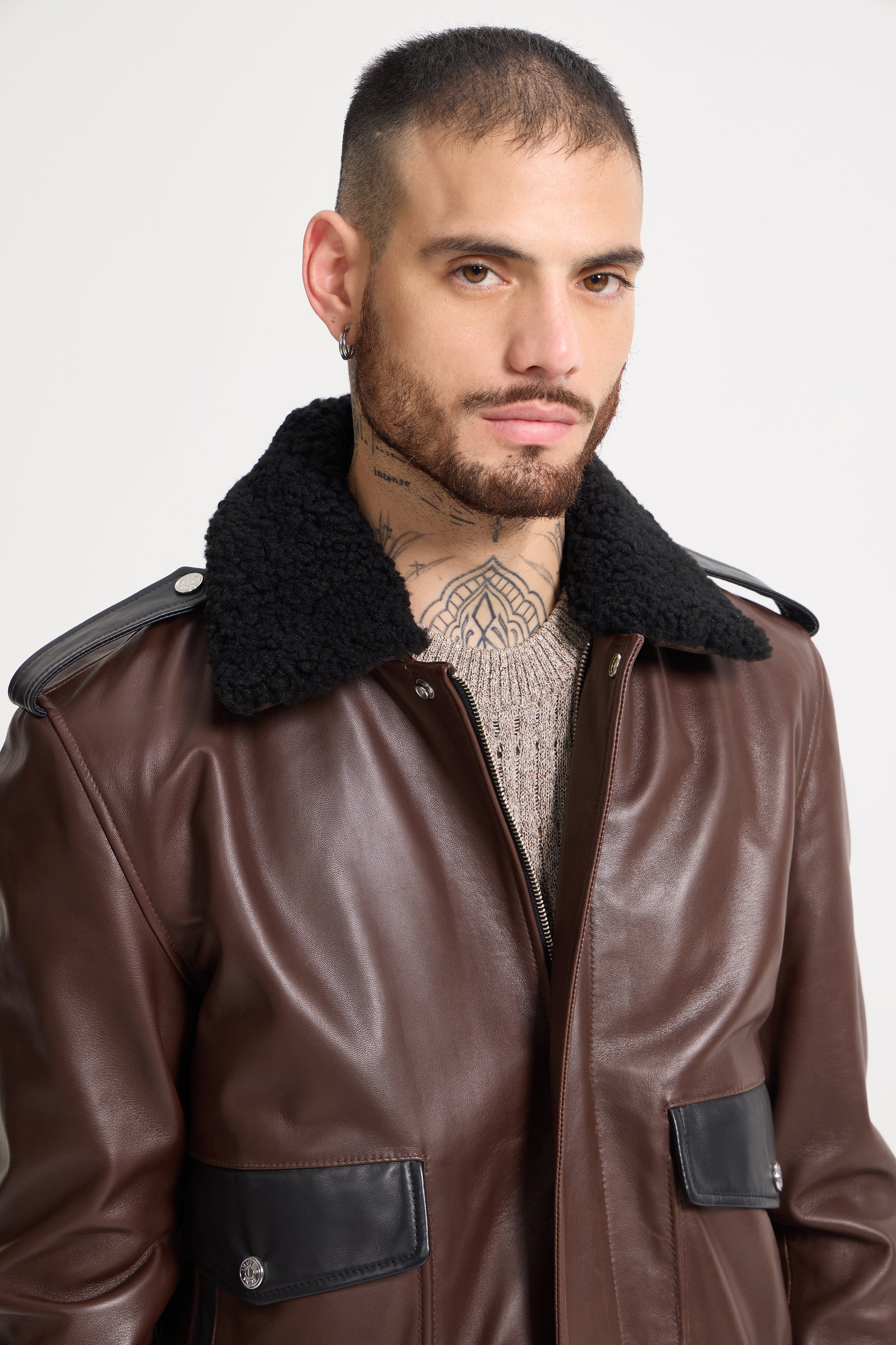 Raphaël - Avaitor Leather Jacket with Fur Collar