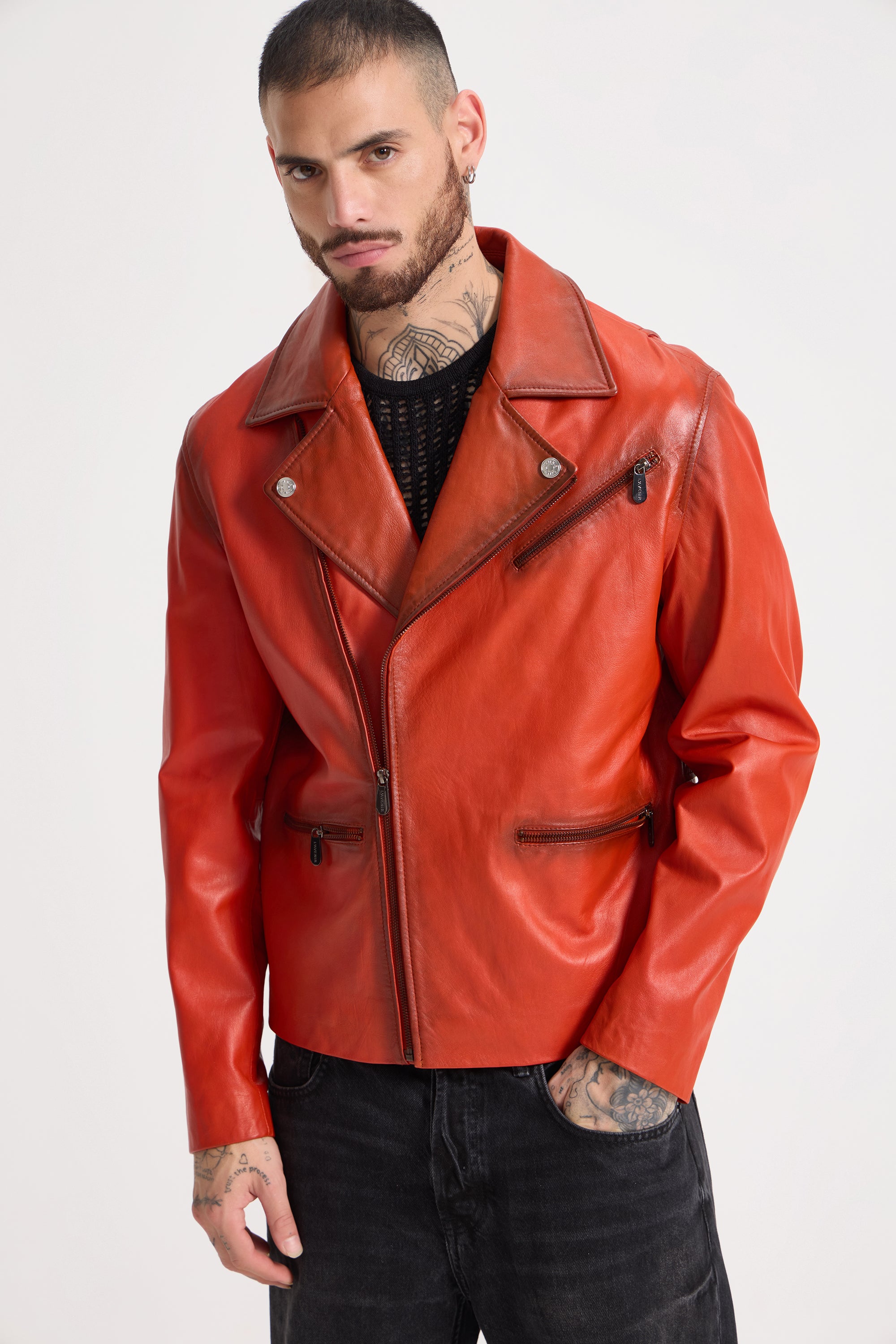 Burn - Leather Patina Effect Jacket