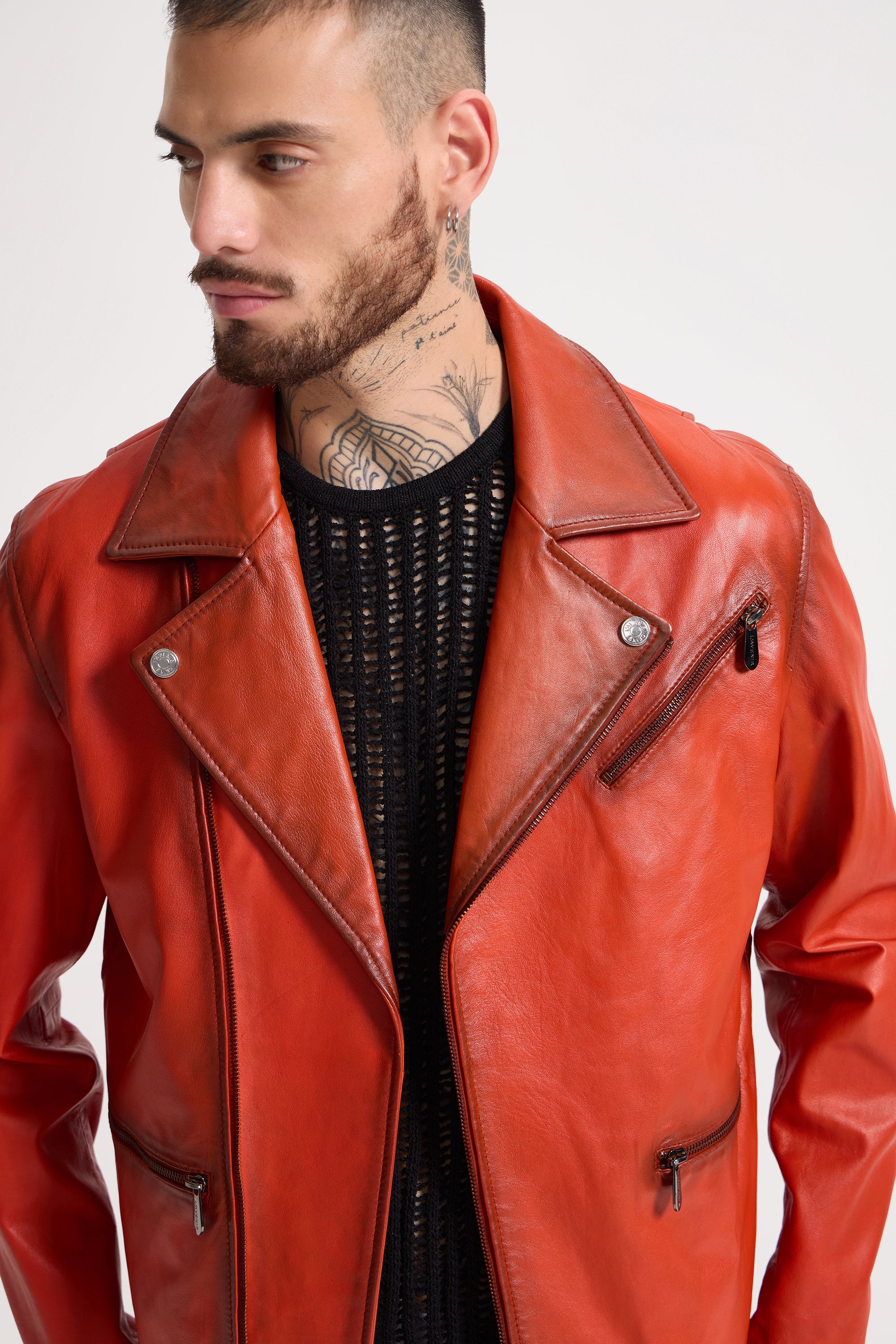 Burn - Leather Patina Effect Jacket