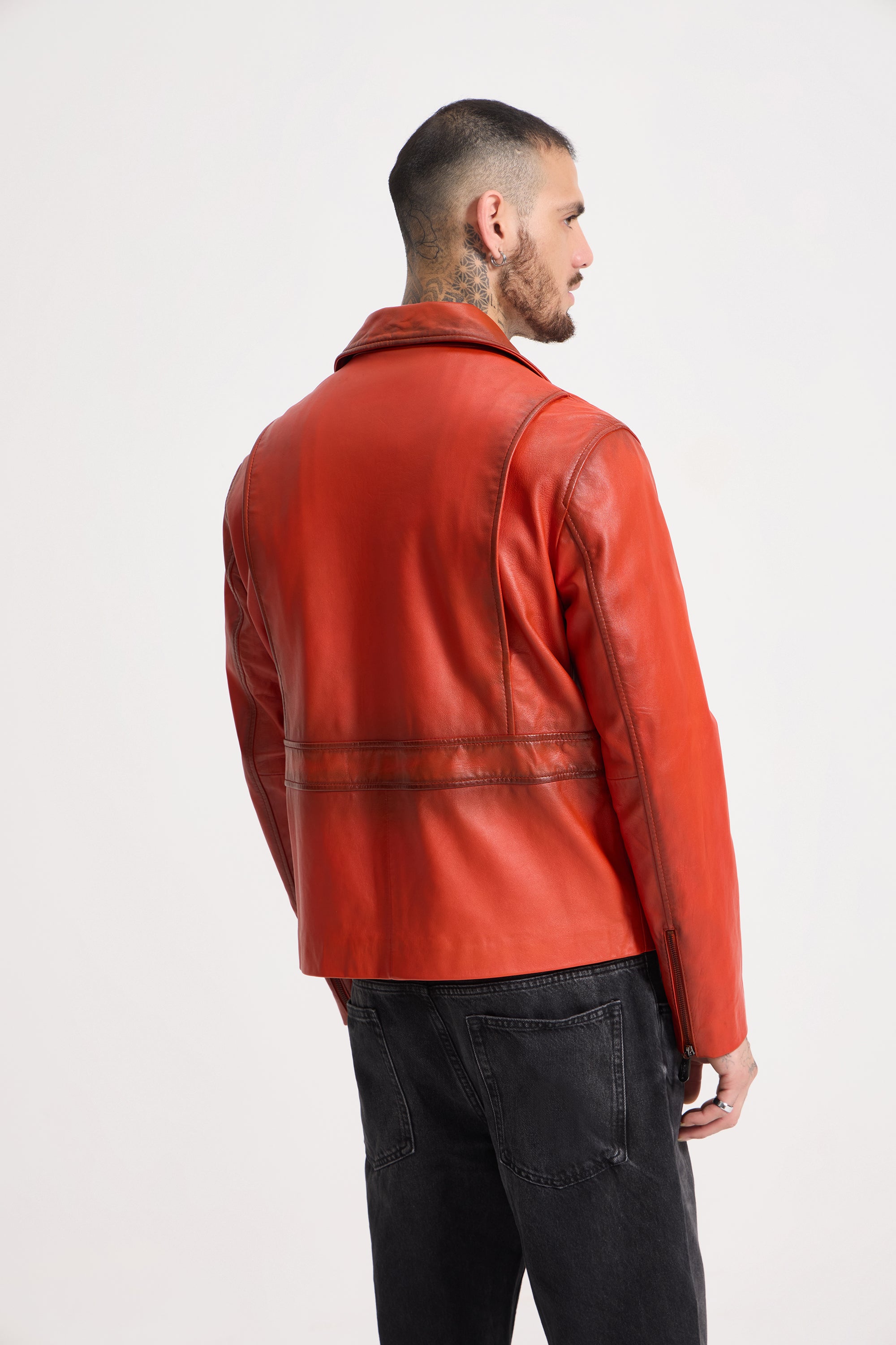 Burn - Leather Patina Effect Jacket