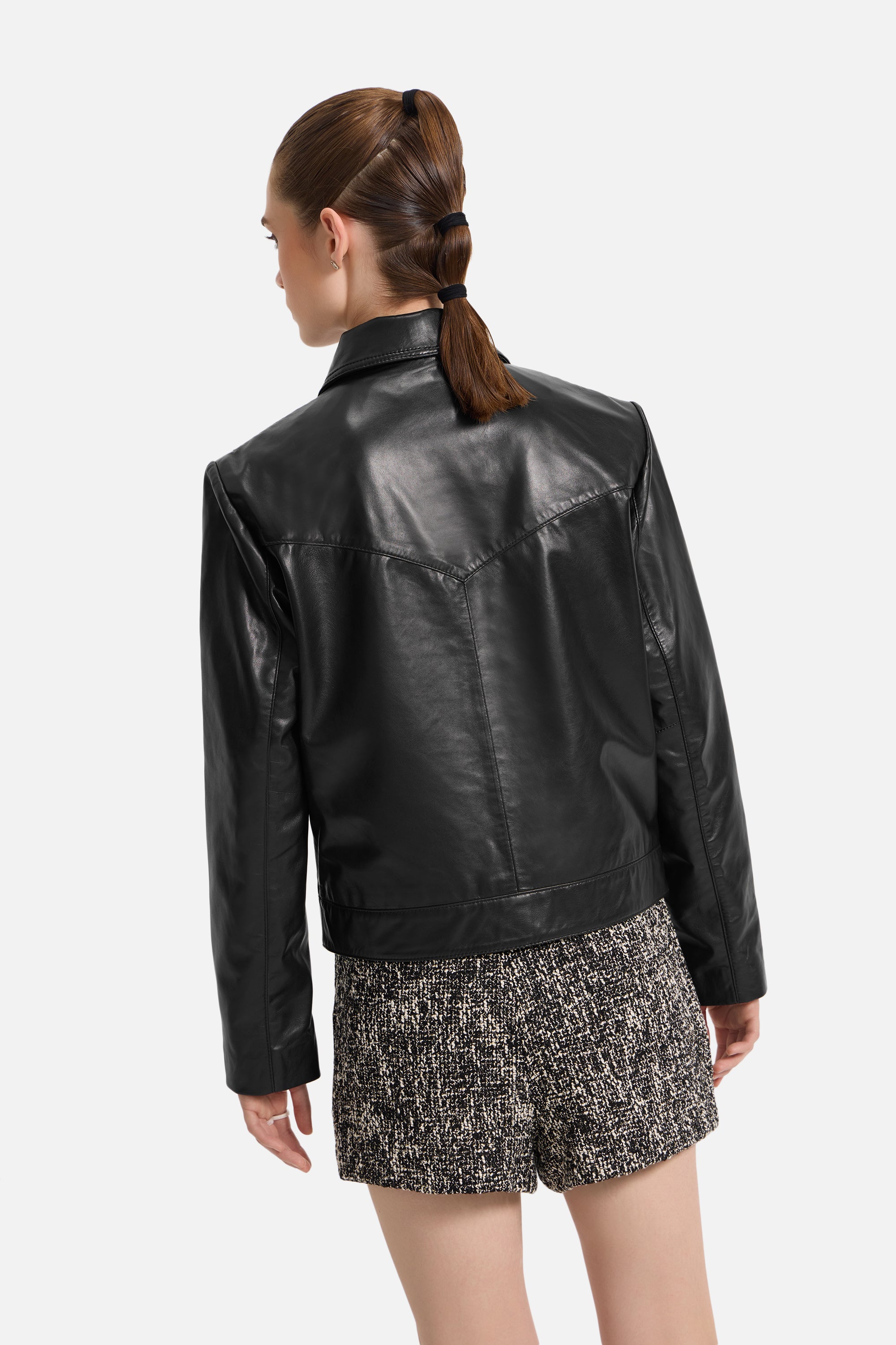 Monroe - Unisex Symmetrical Striped Leather Jacket