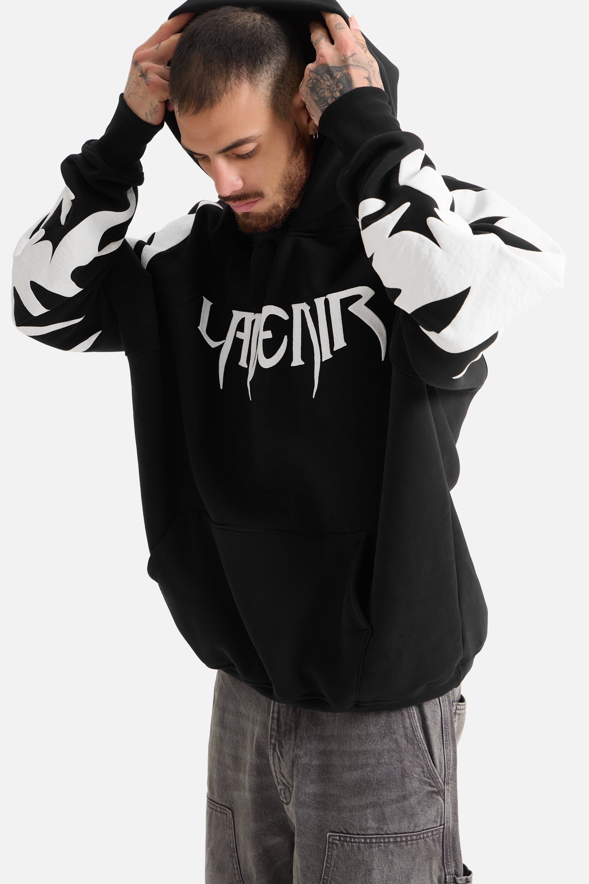 Paradise - Oversized Raglan Hoodie Black