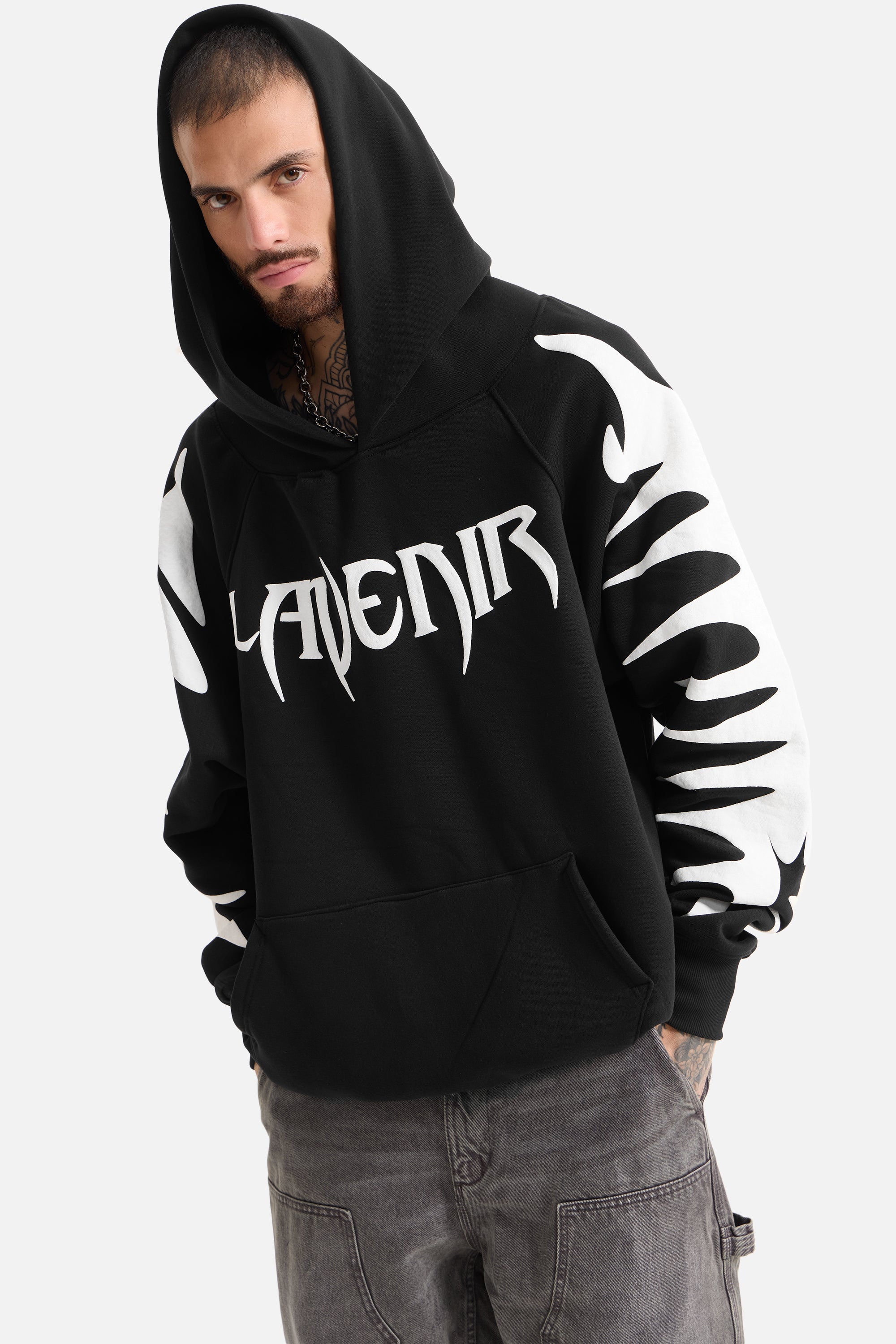 Paradise - Oversized Raglan Hoodie Black