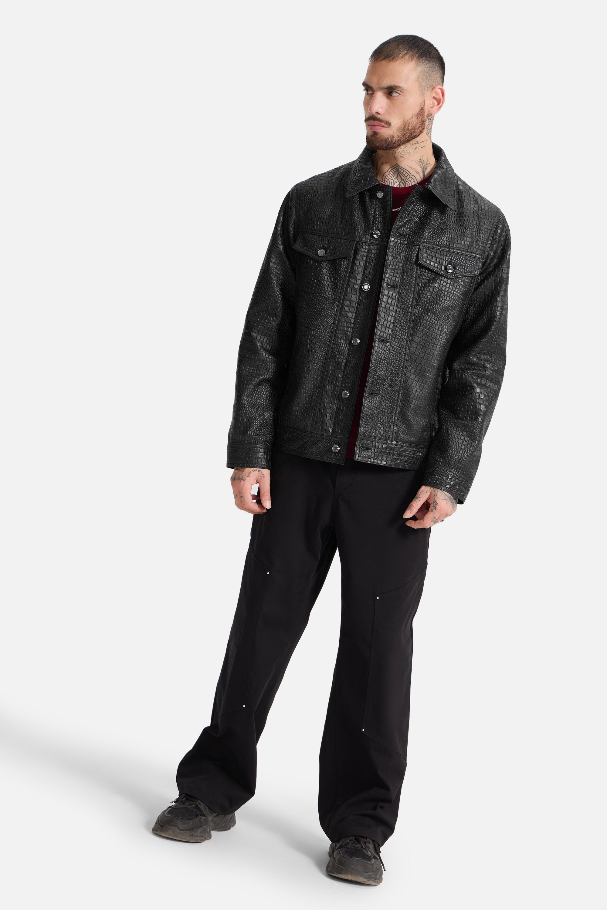 Noah - Croco Embossed Leather Jacket