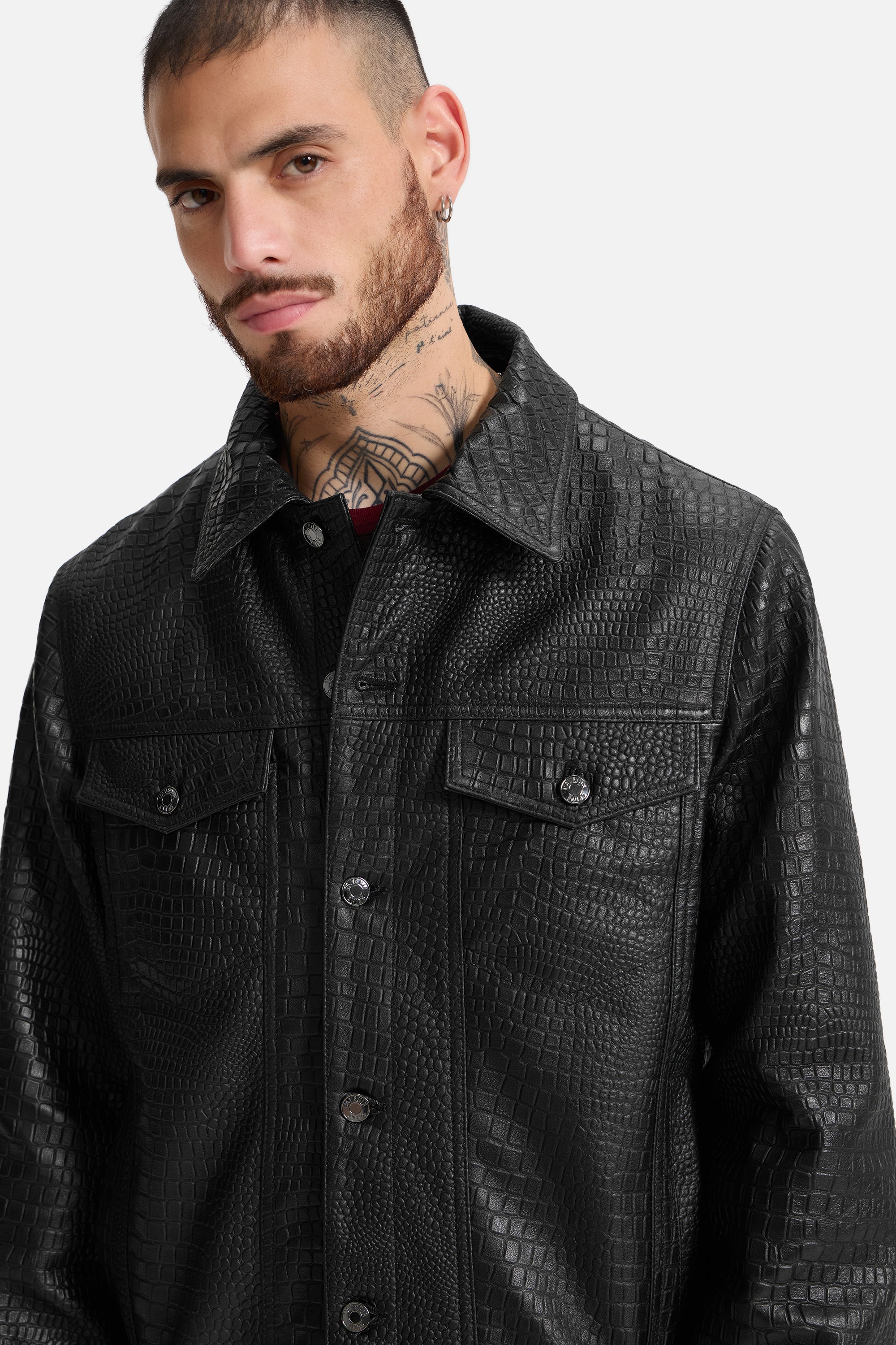 Noah - Croco Embossed Leather Jacket