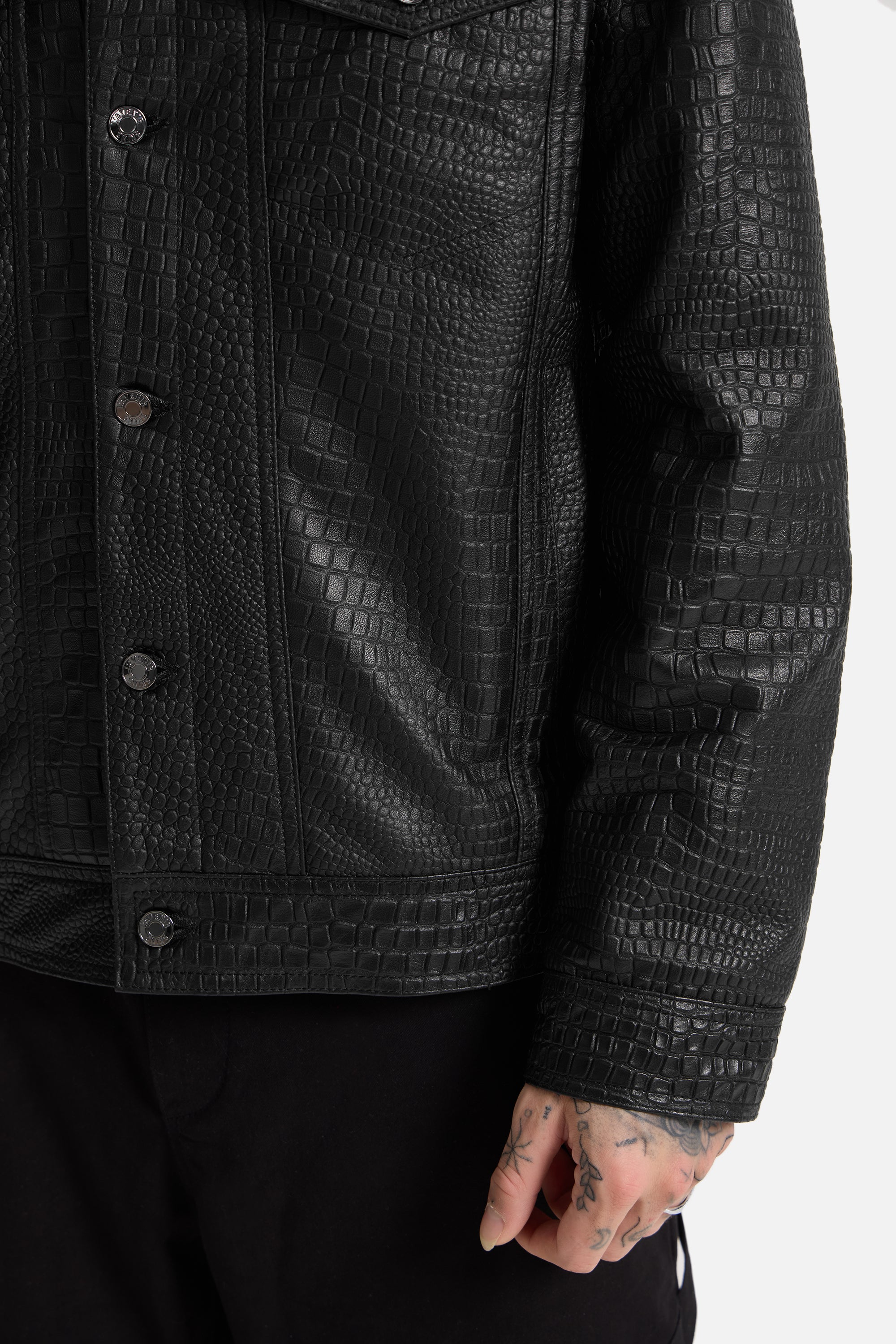 Noah - Croco Embossed Leather Jacket