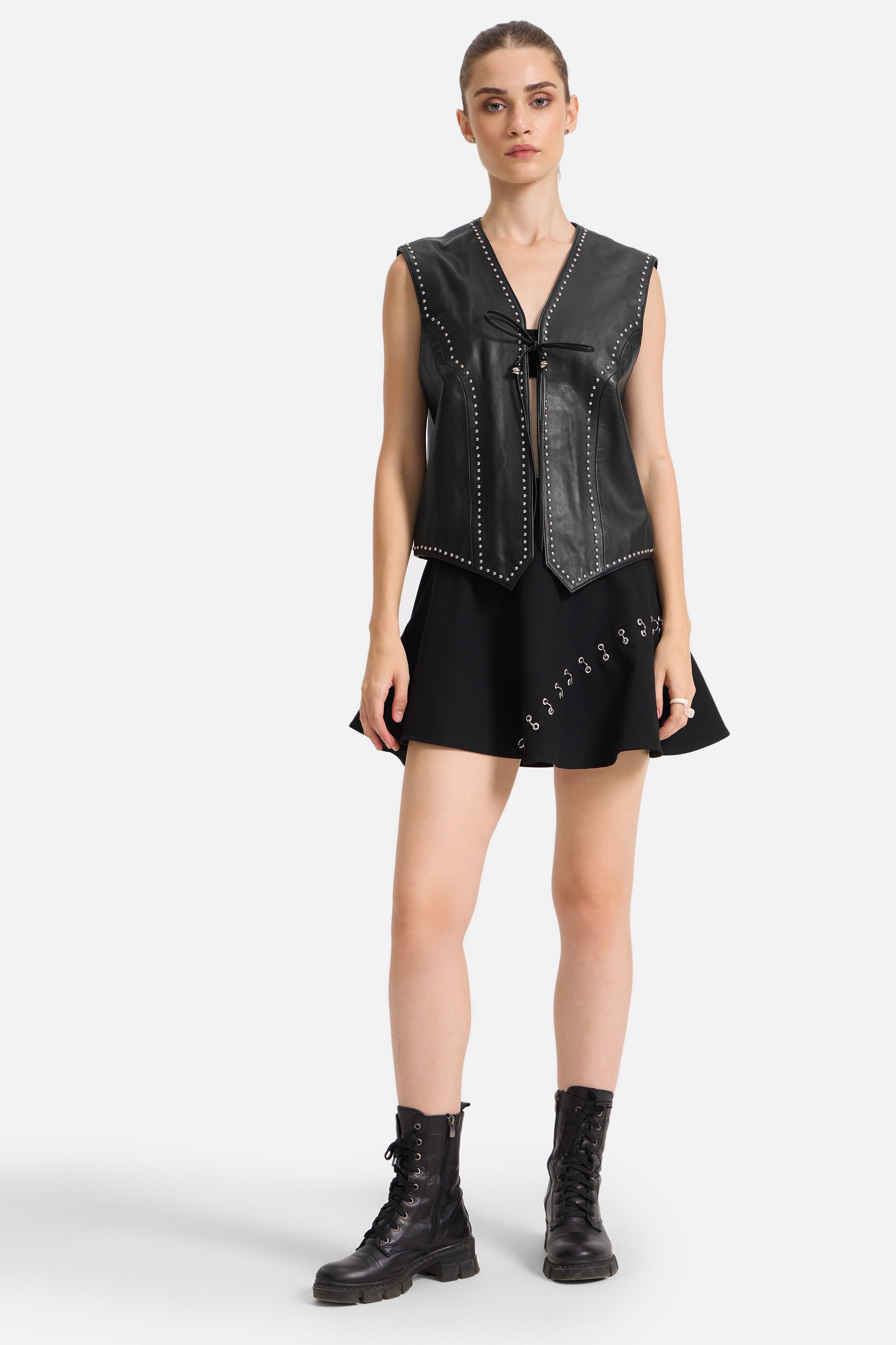 Lina - Studded Leather Vest