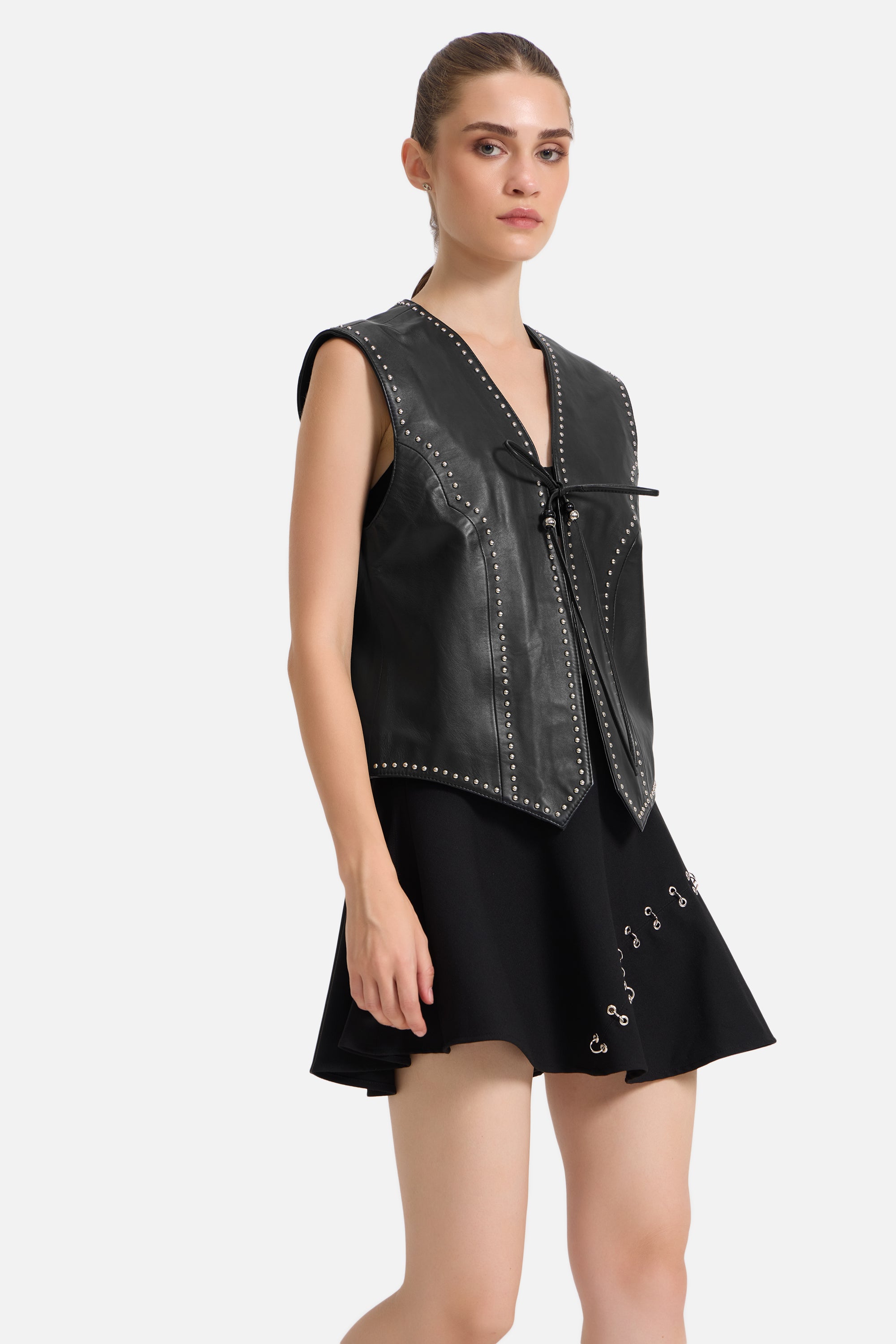 Lina - Studded Leather Vest