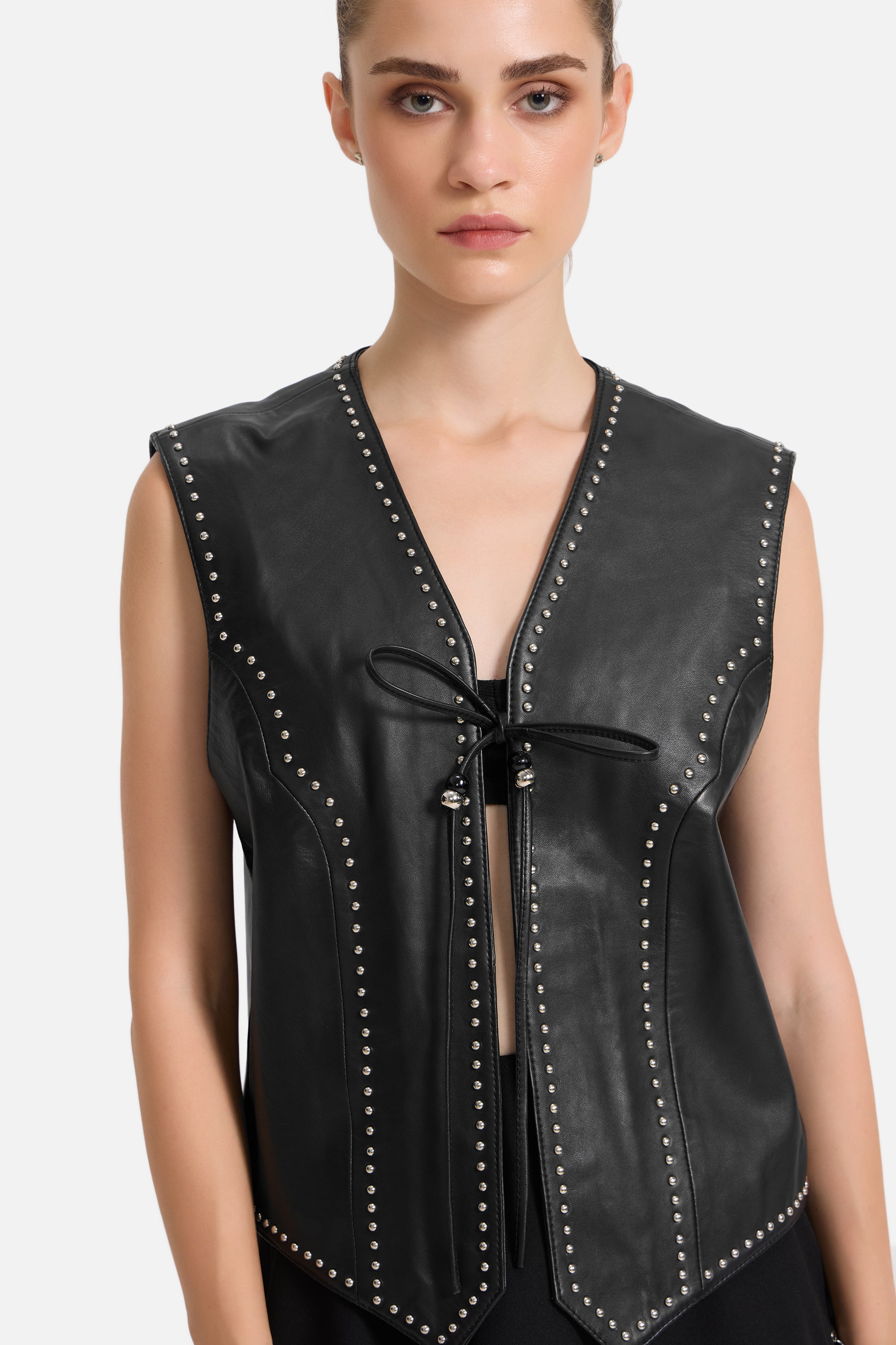 Lina - Studded Leather Vest