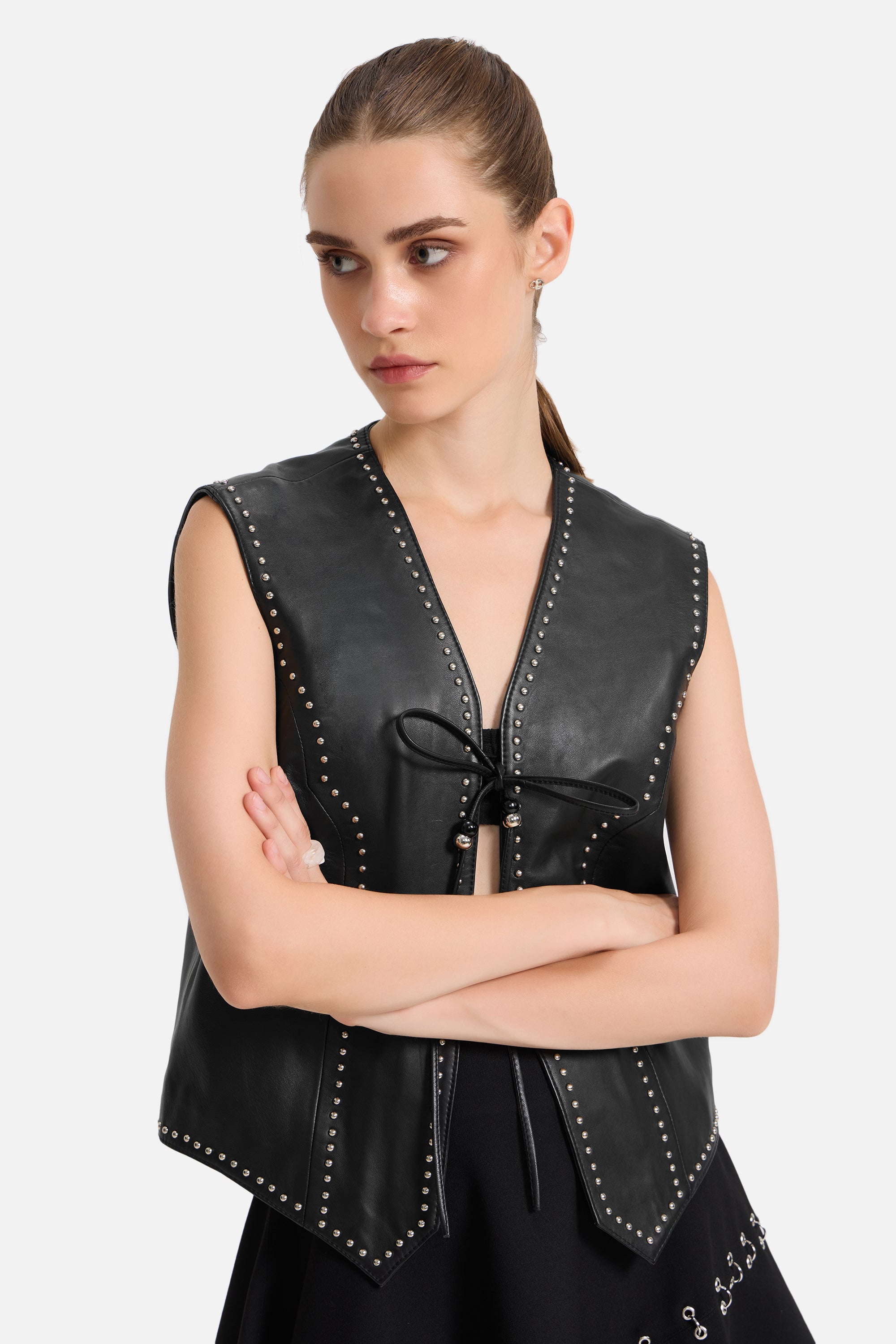 Lina - Studded Leather Vest