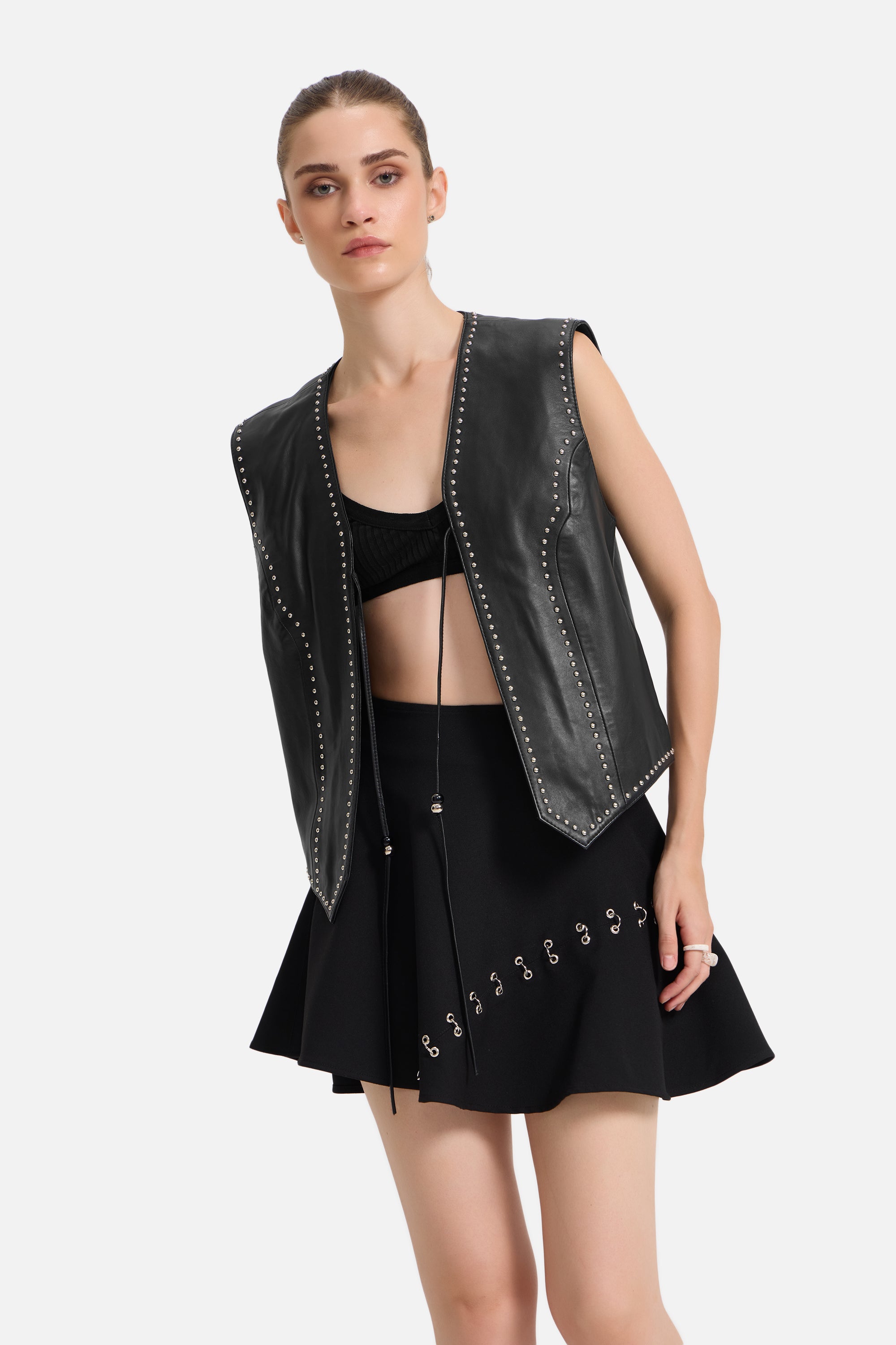 Lina - Studded Leather Vest