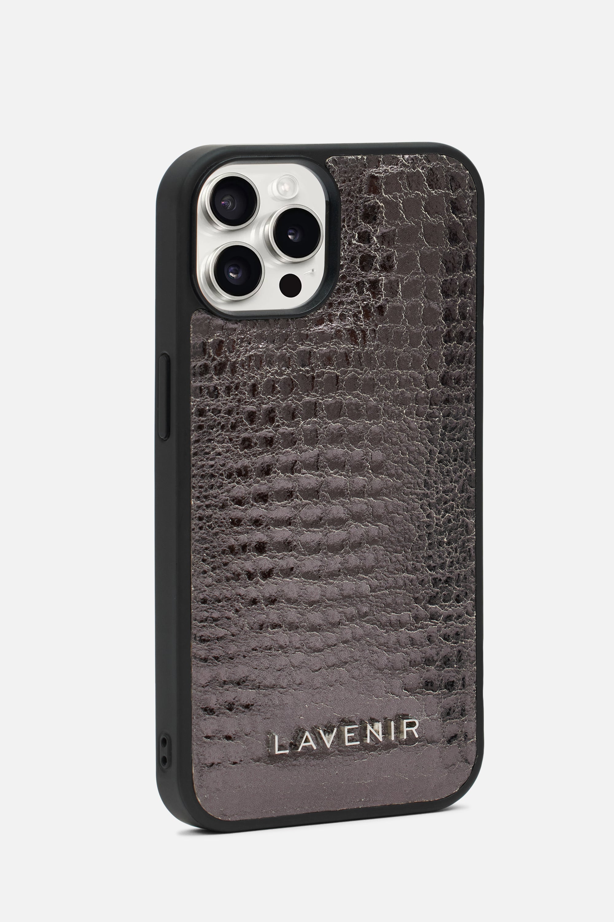 iPhone Puffy Case - Croco Dark Grey