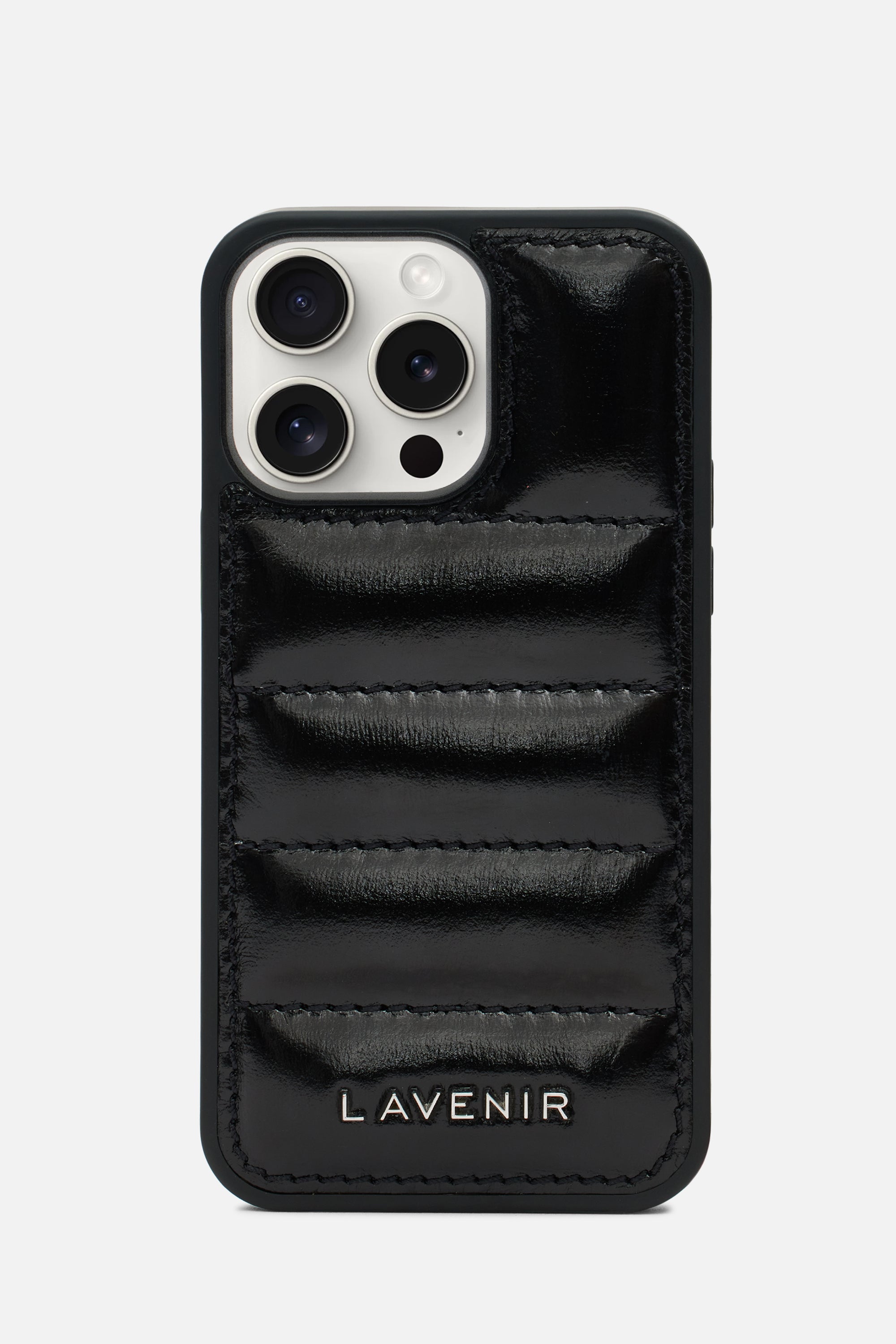 iPhone Puffy Case - Quilted Black Metallic