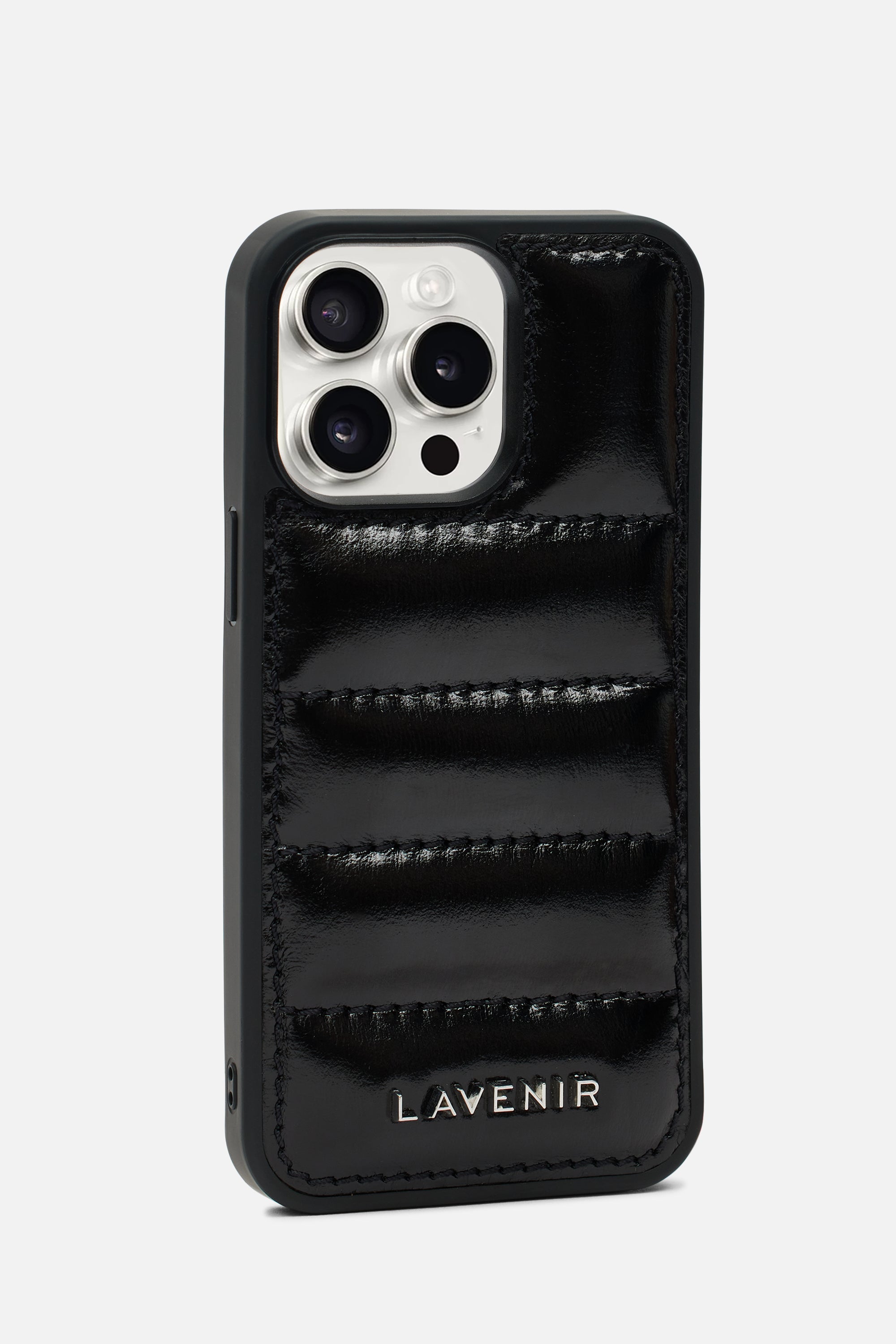 iPhone Puffy Case - Quilted Black Metallic