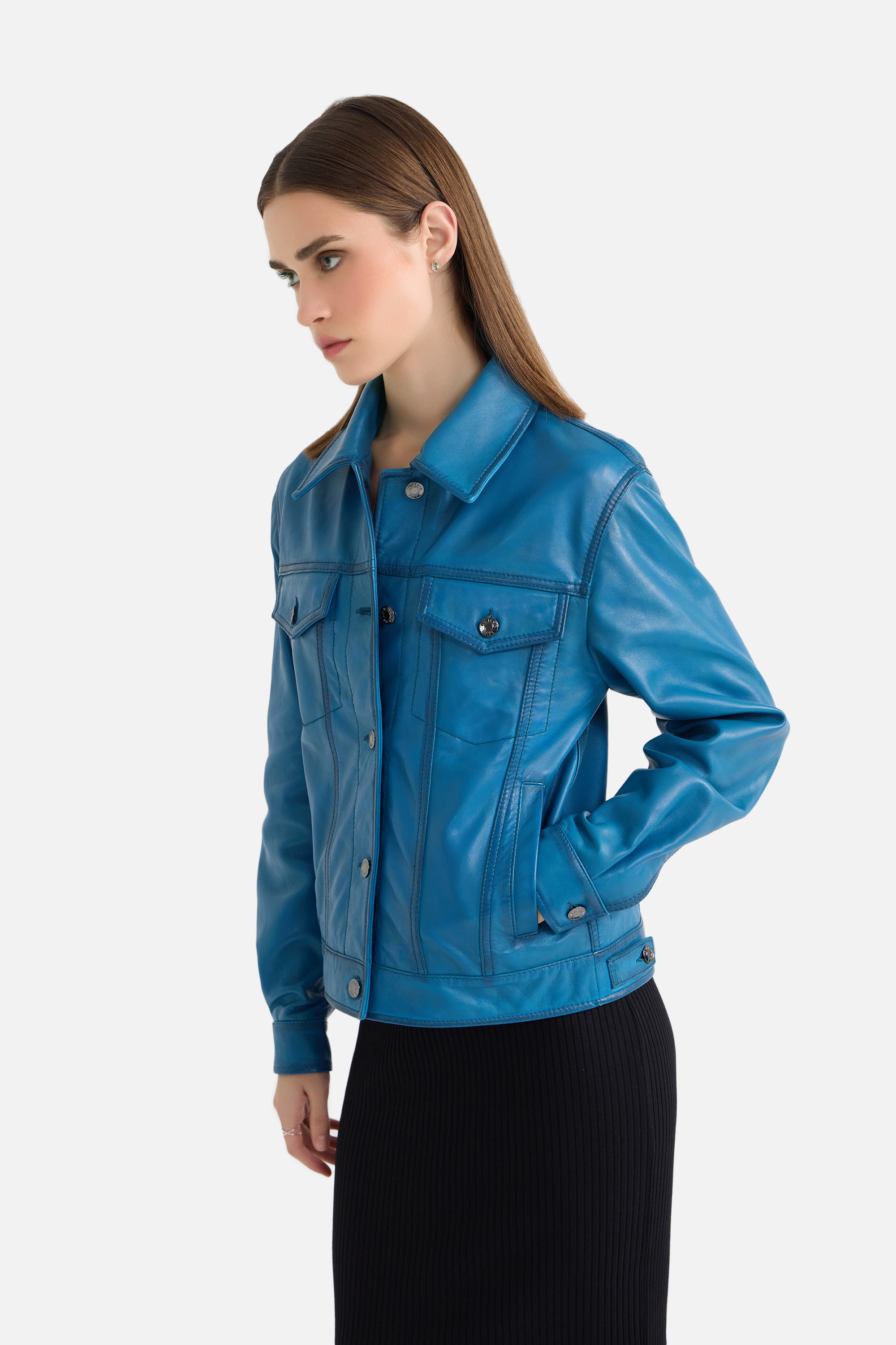 Saige - Unisex Leather Patina Effect Jacket