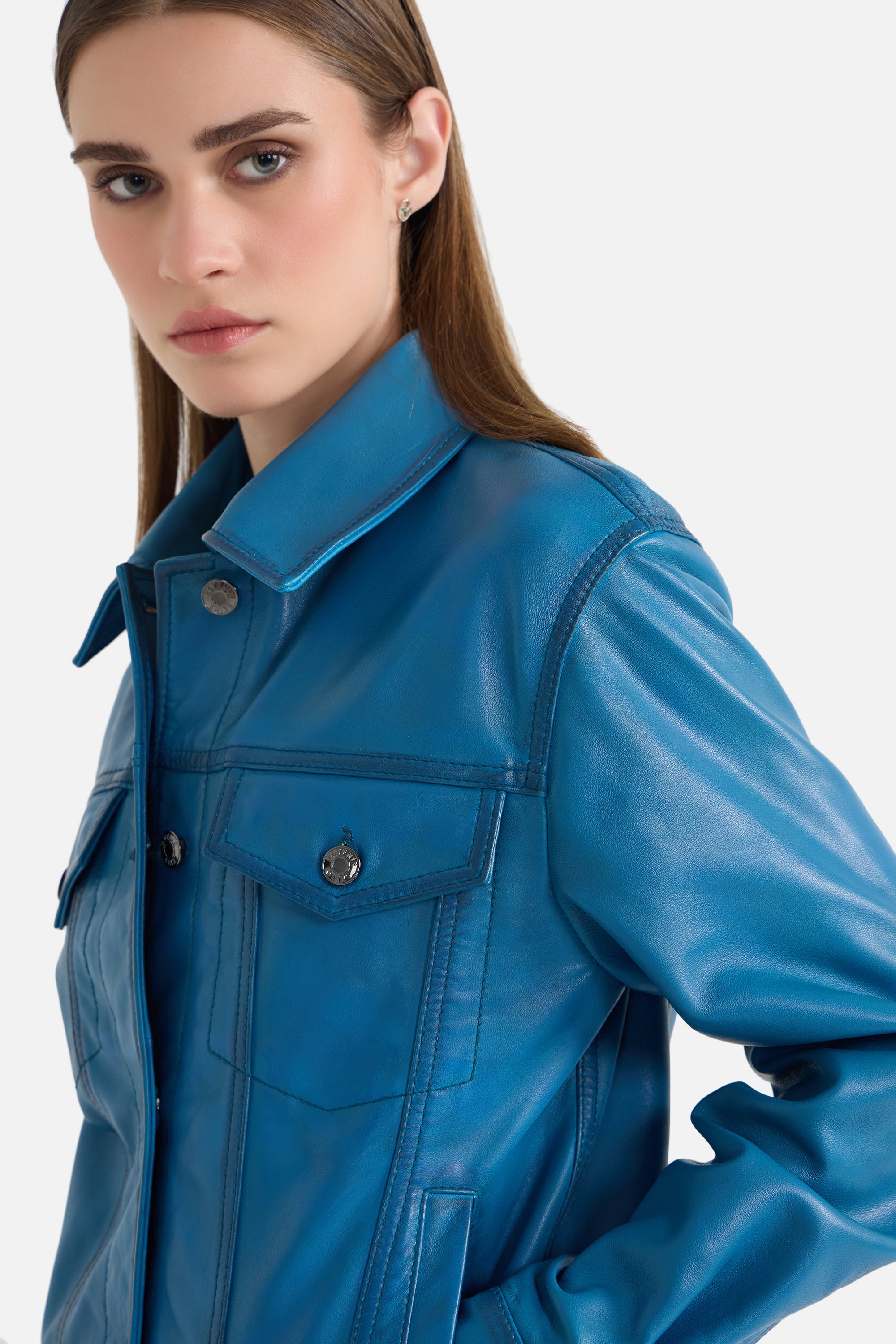 Saige - Unisex Leather Patina Effect Jacket