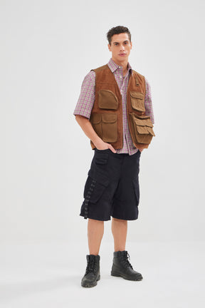 Aegon - Utility Gilet - Suede & Cotton Twill