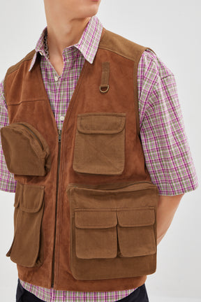 Aegon - Utility Gilet - Suede & Cotton Twill