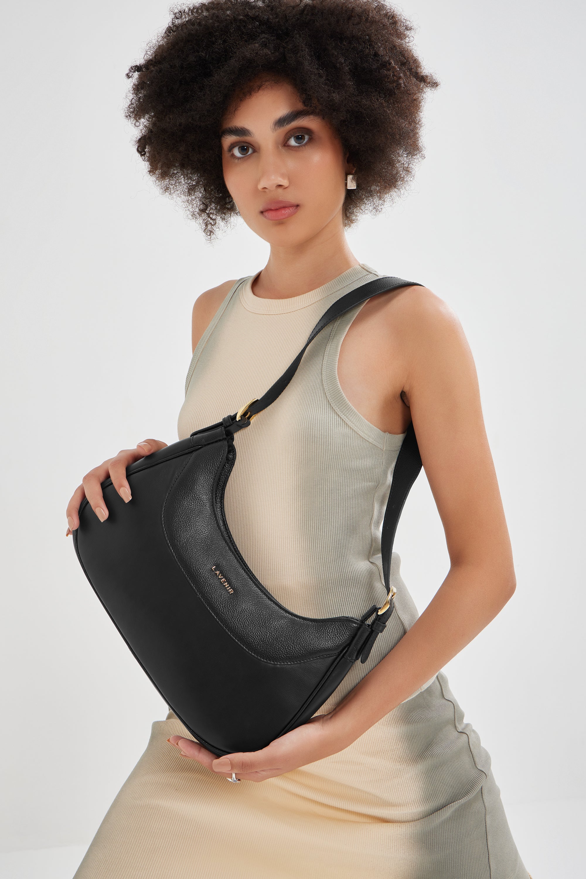 Olivia Medium Hobo Bag - All Black