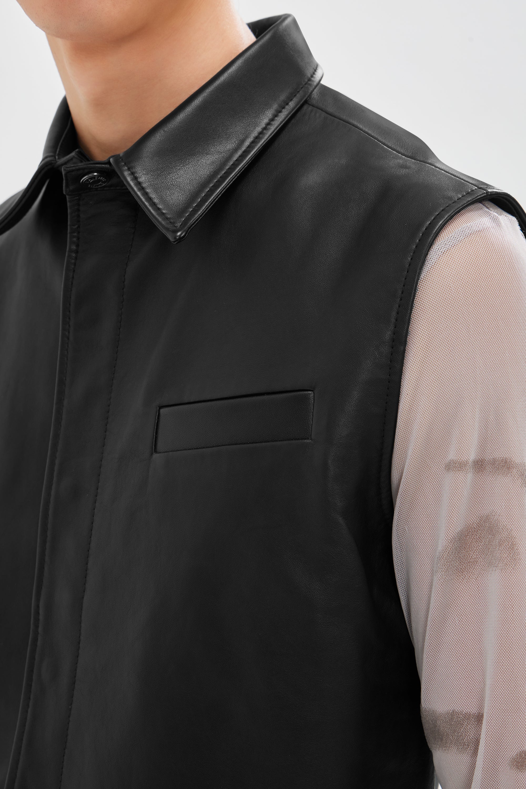 Callisto - Leather Vest with Blazer Collar