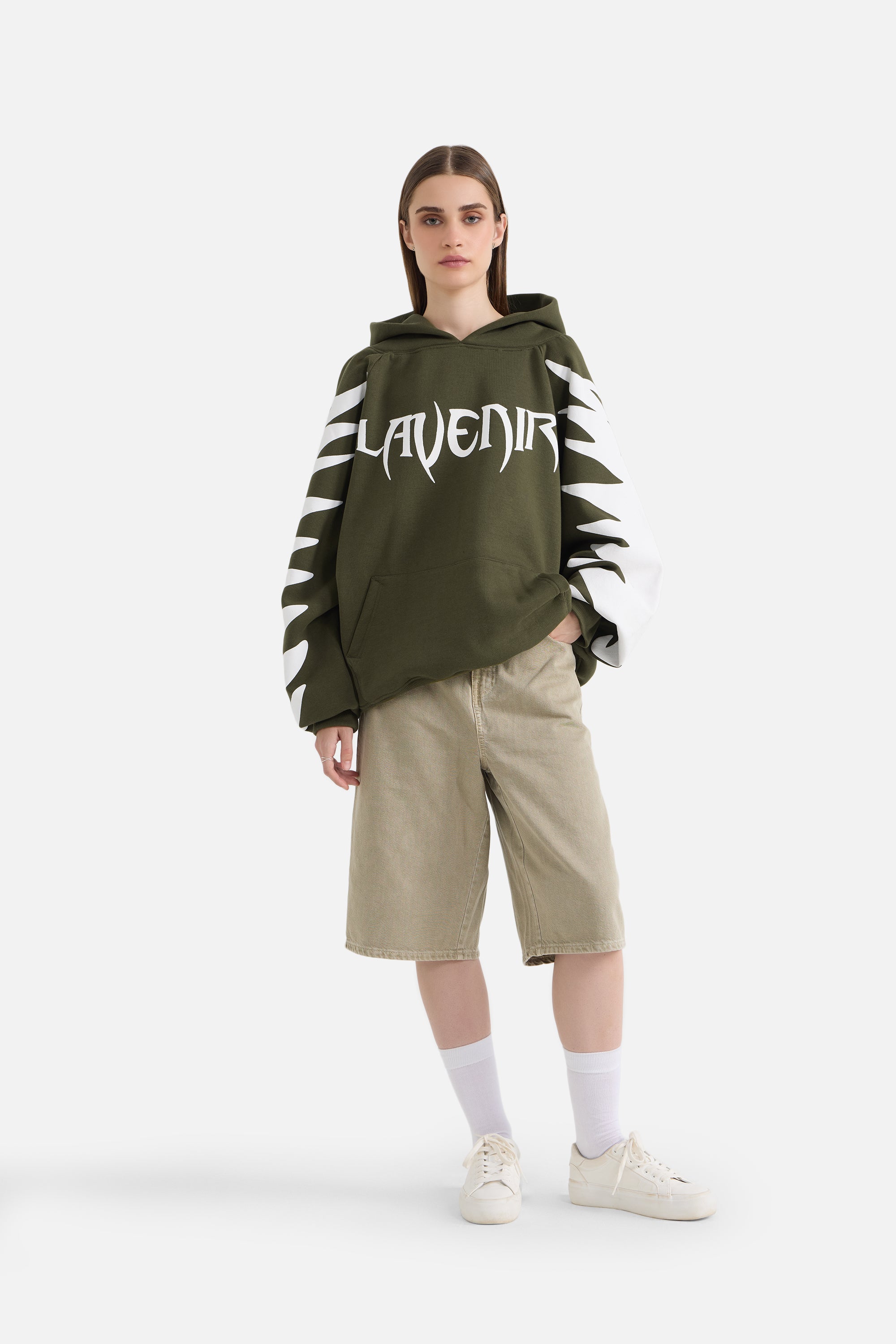 Paradise - Oversized Raglan Hoodie Thatch Green