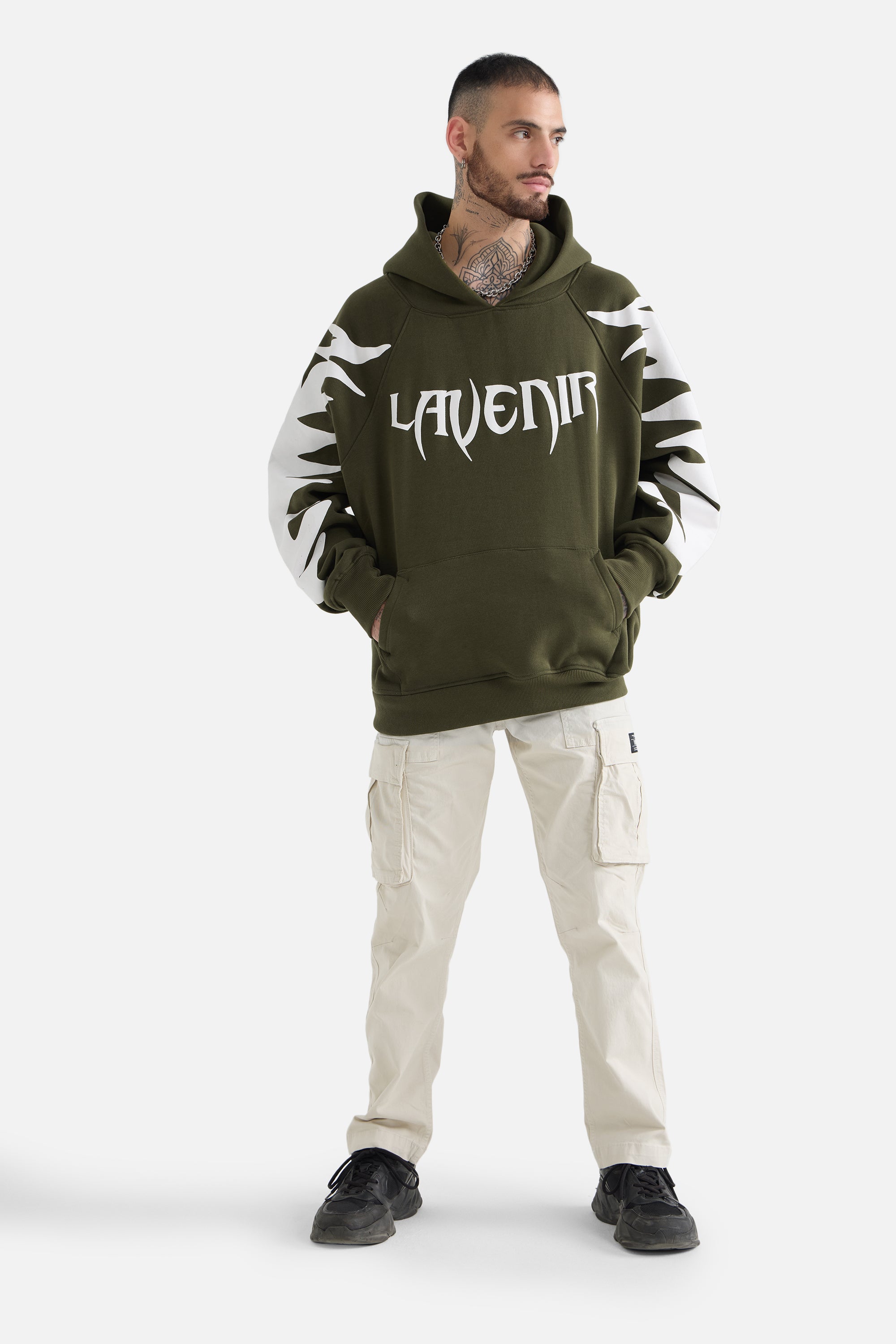 Paradise - Oversized Raglan Hoodie Thatch Green