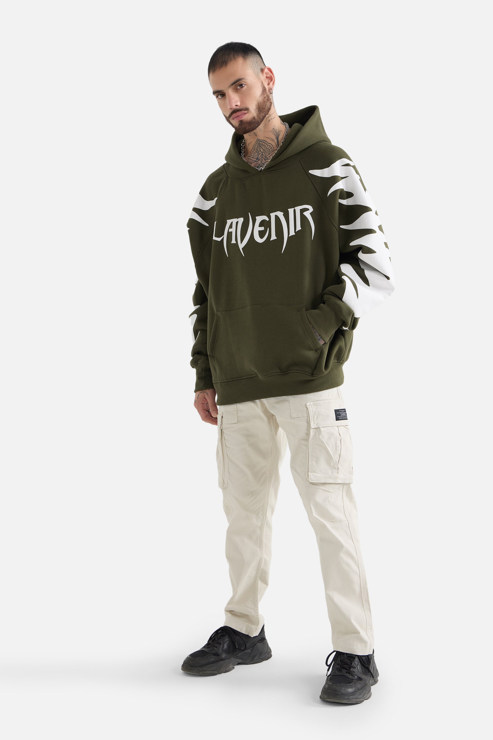 Paradise - Oversized Raglan Hoodie Thatch Green