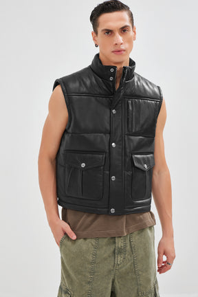 Echo - Puffy Leather Vest