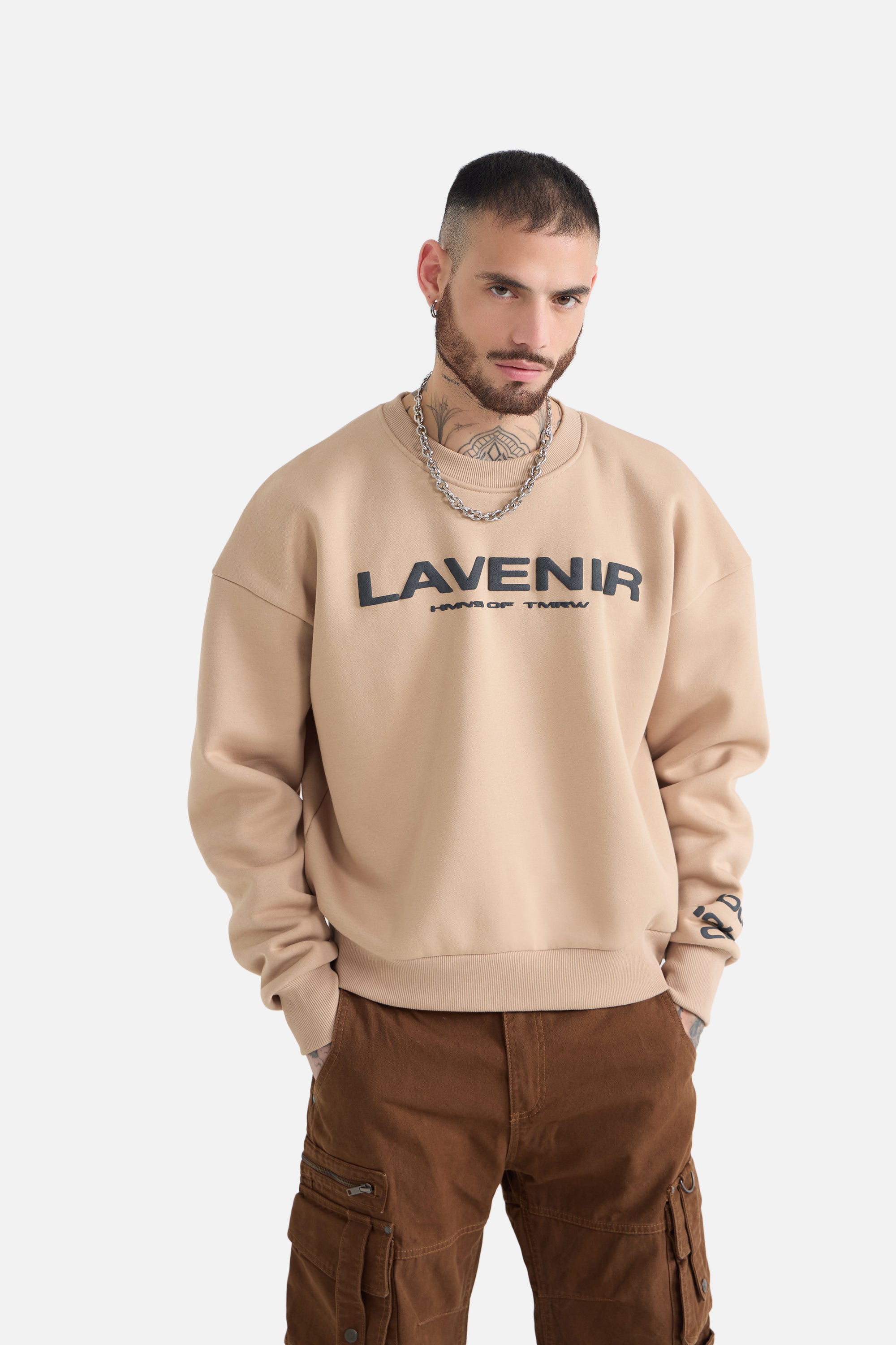 Humans - Round Neck Sweatshirt Light Apricot