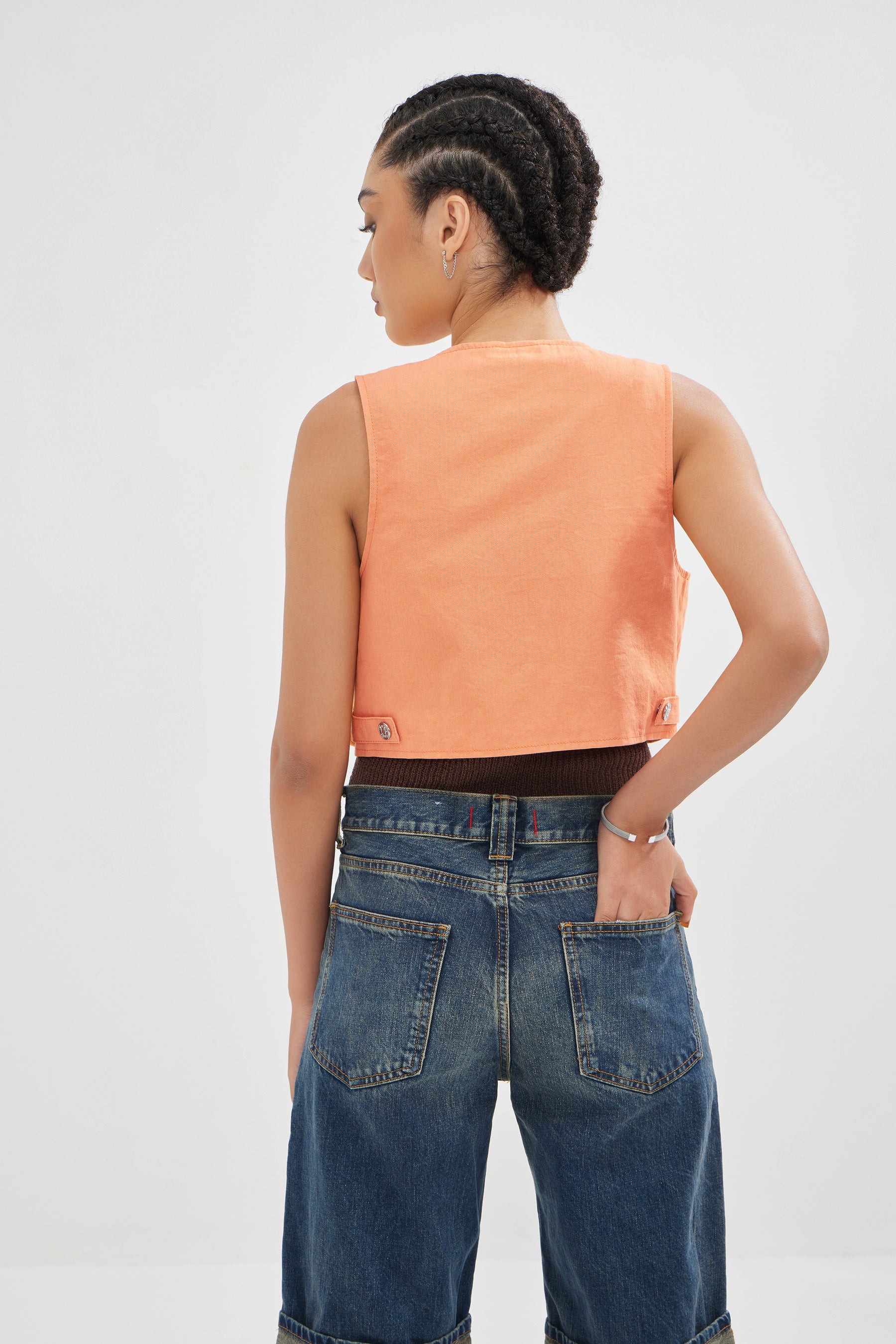 Paloma - Woven Utility Gilet - Peach Fuzz