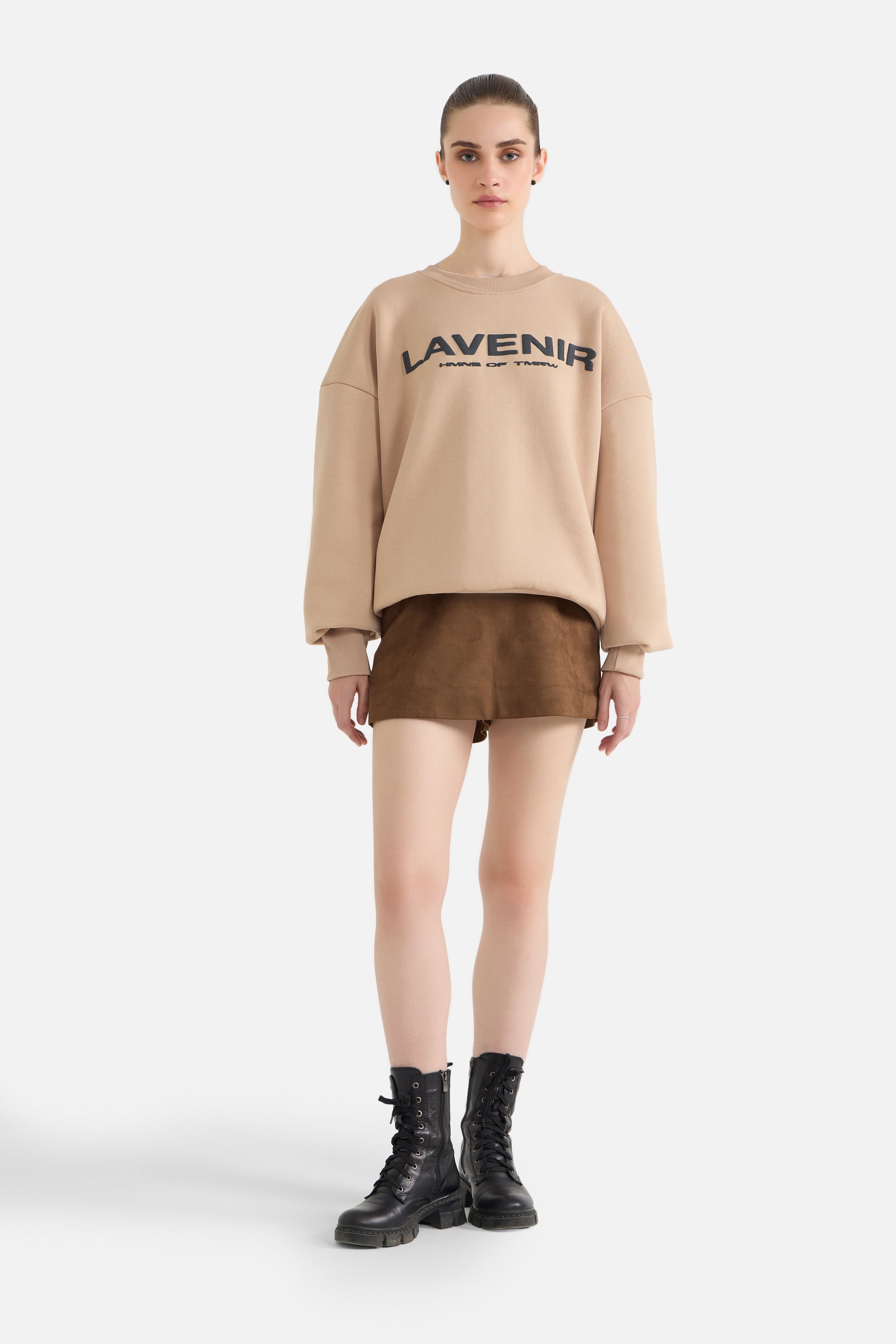 Humans - Round Neck Sweatshirt Light Apricot