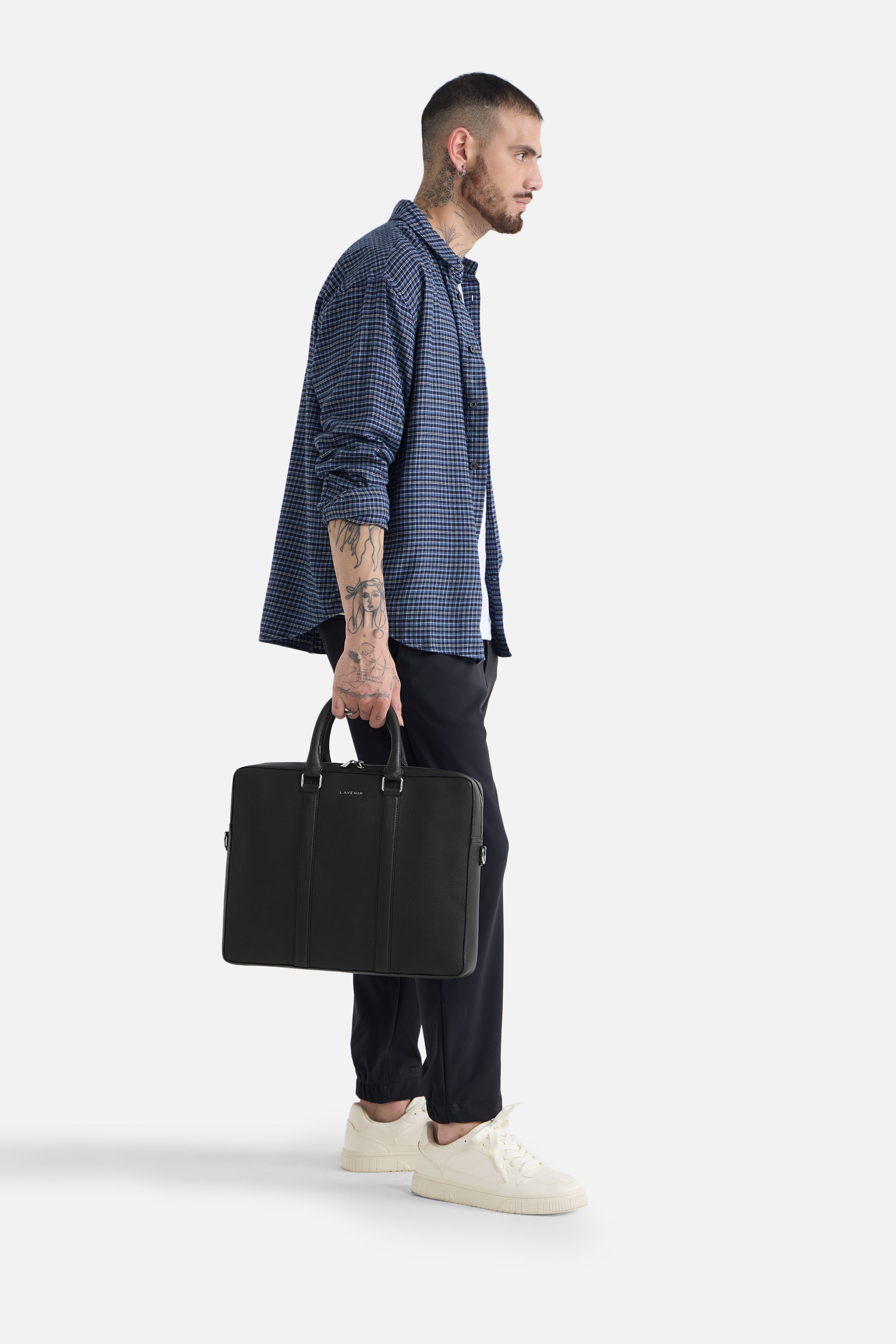 Etheral - Unisex Learther Laptop Bag - Black