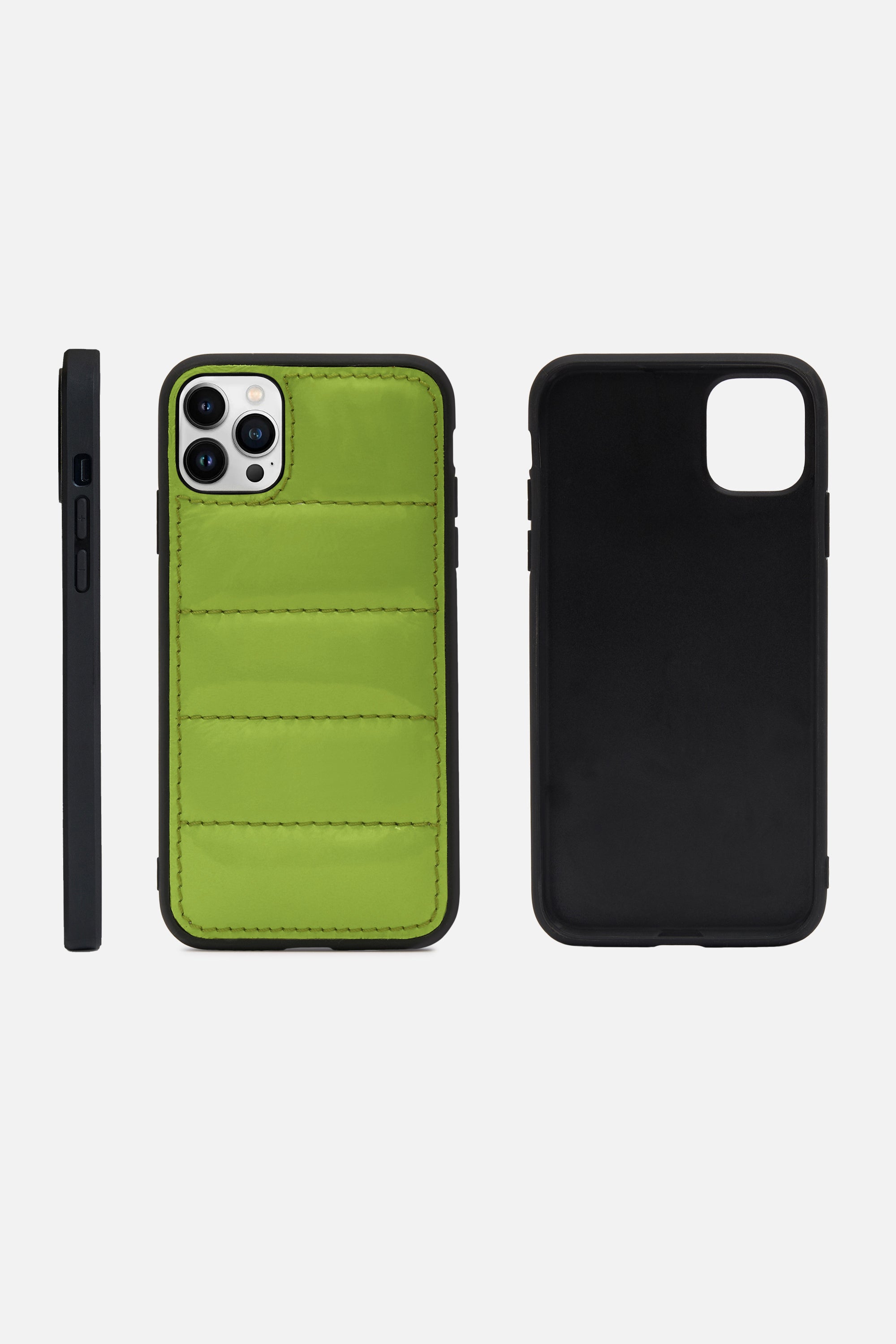 iPhone Puffer Case - Quilted - Patent Parrot Green