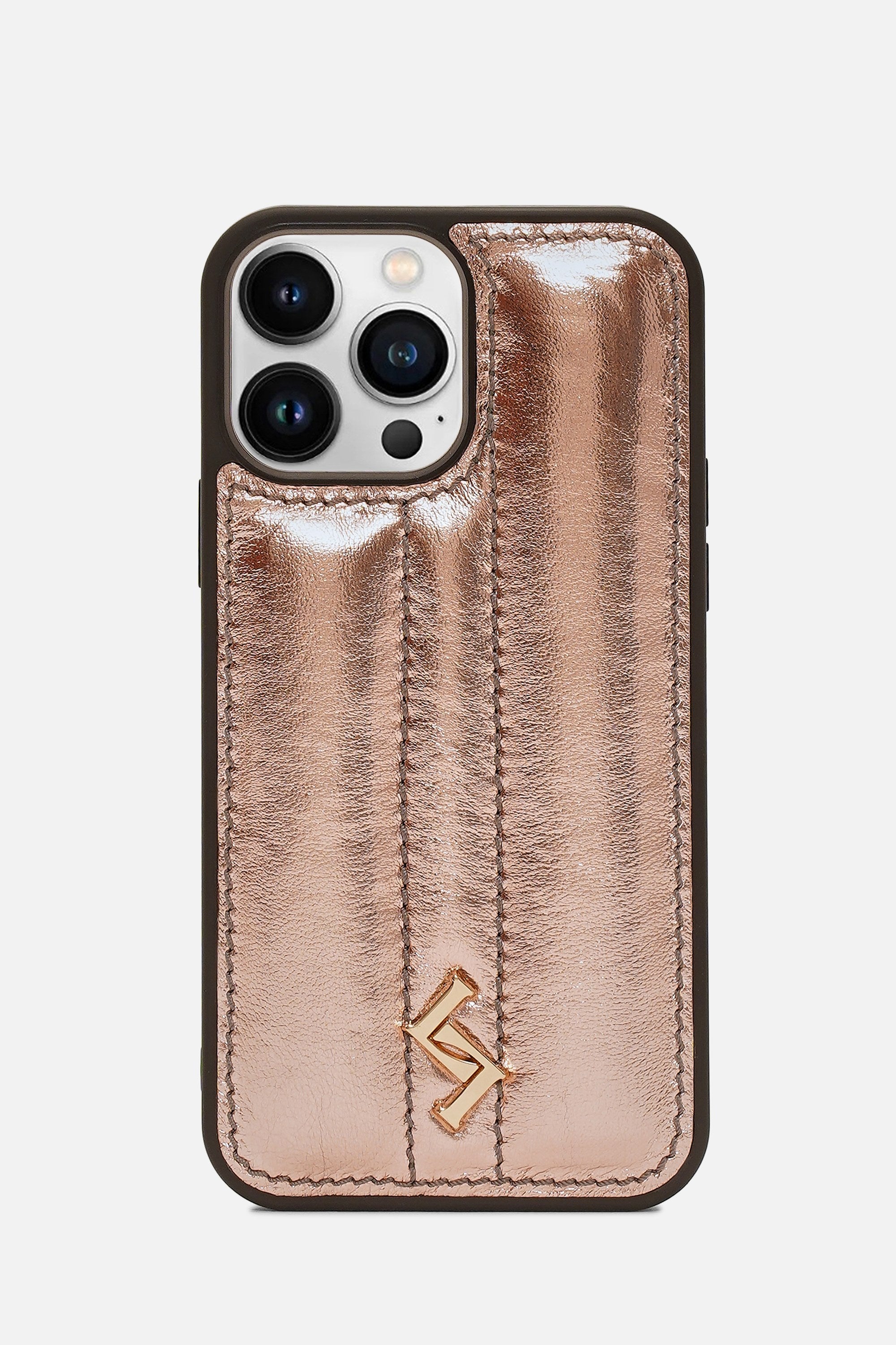 iPhone Puffer Case - Metallic Monogram™ - Cinereous