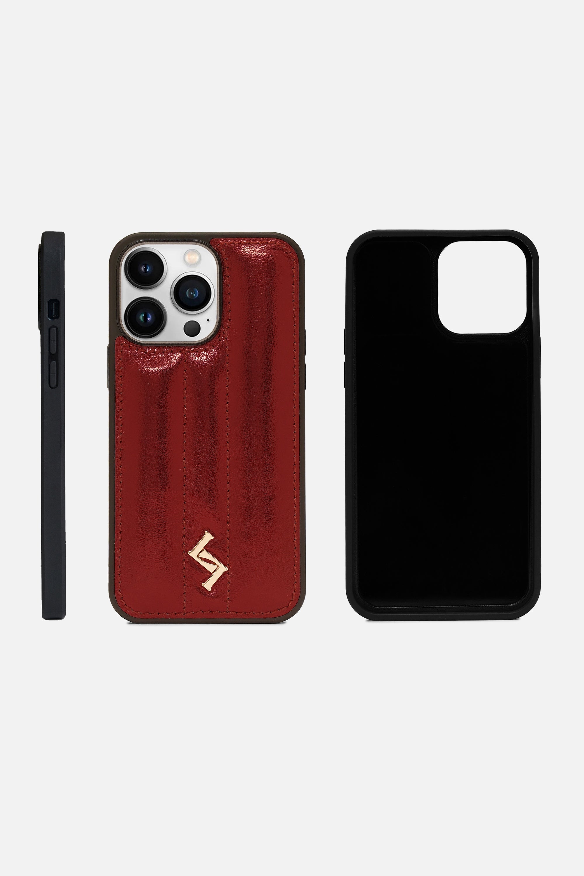 iPhone Puffer Case - Metallic Monogram™  - Wine Red