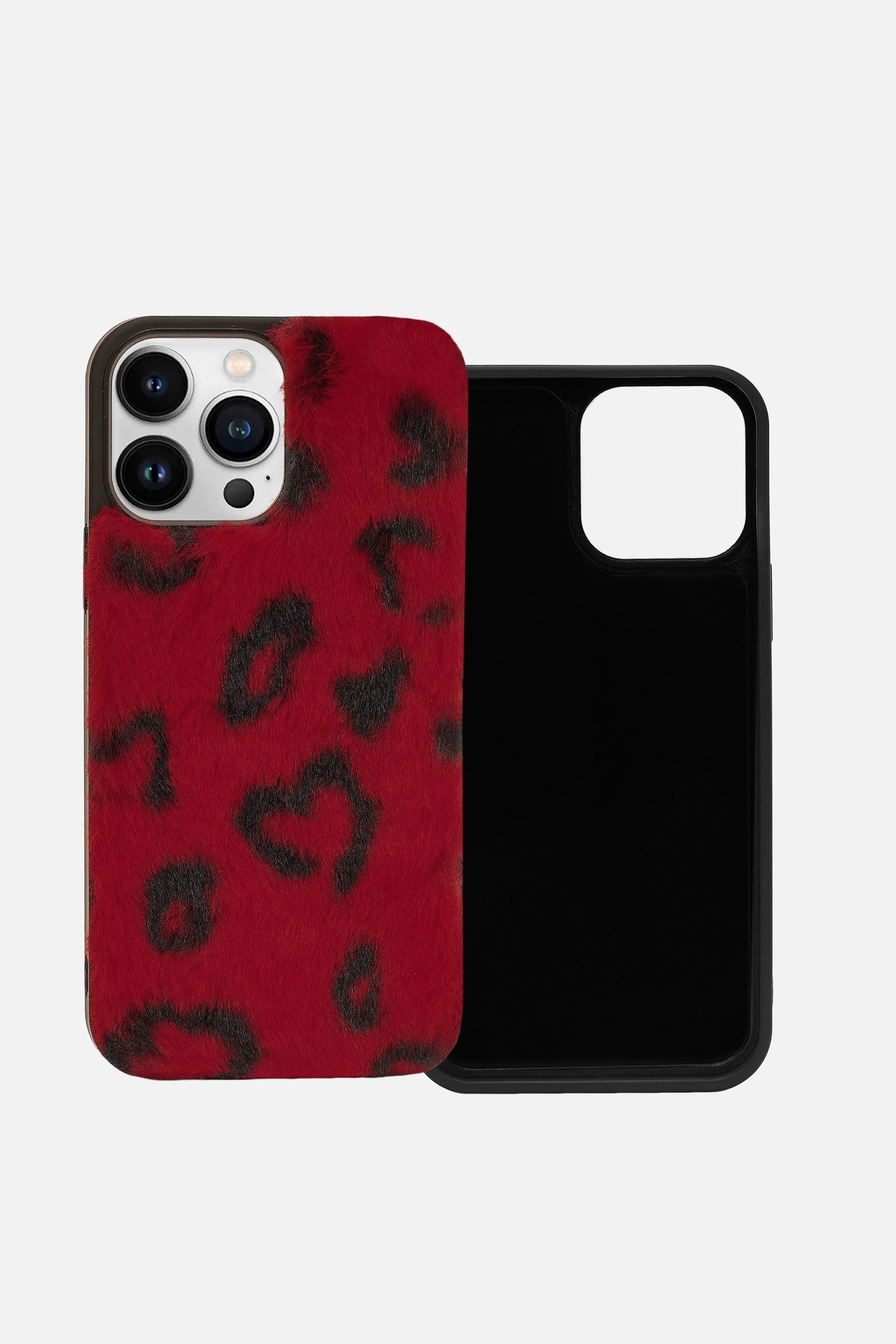 iPhone Printed Fur Case - Bright Red