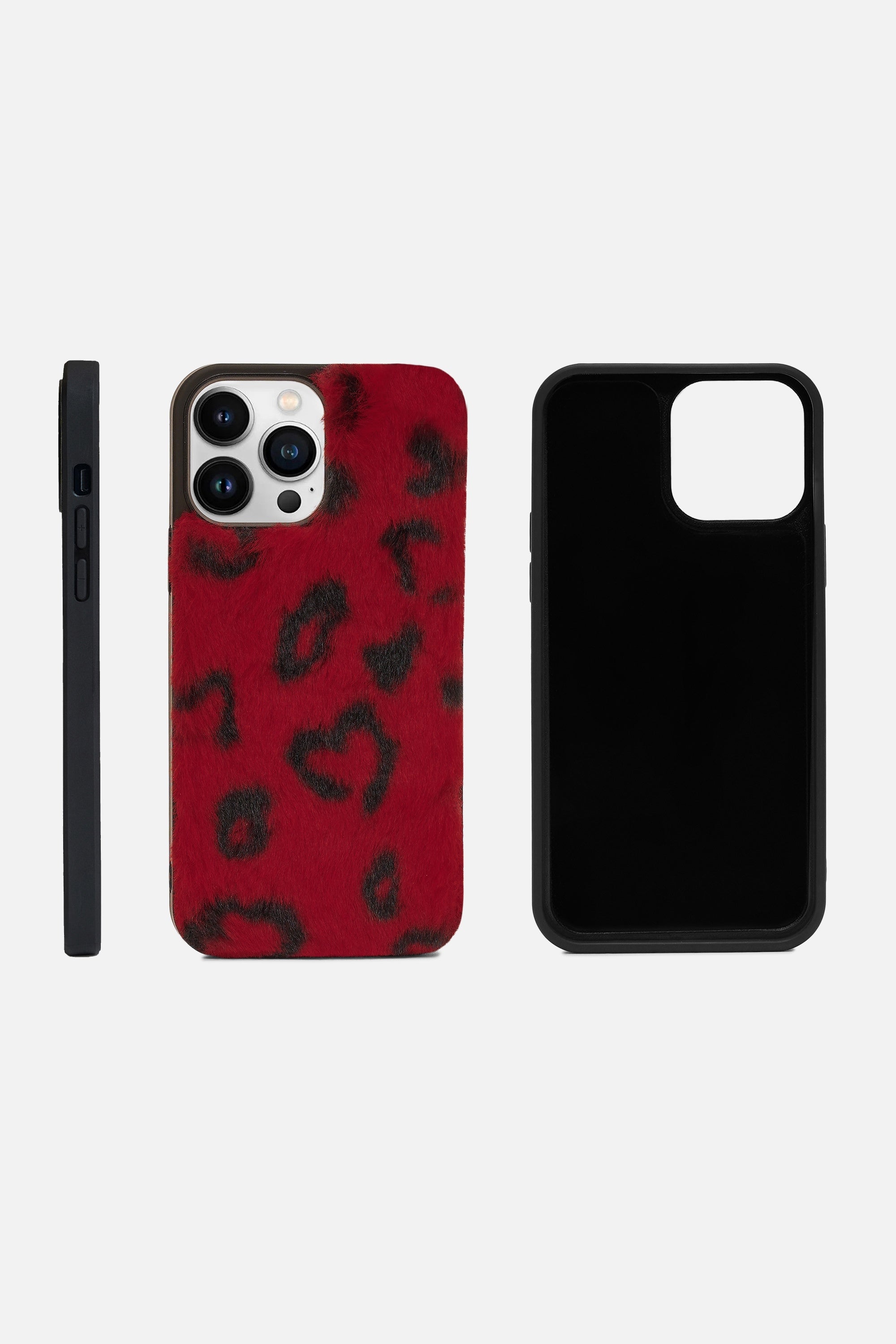 iPhone Printed Fur Case - Bright Red