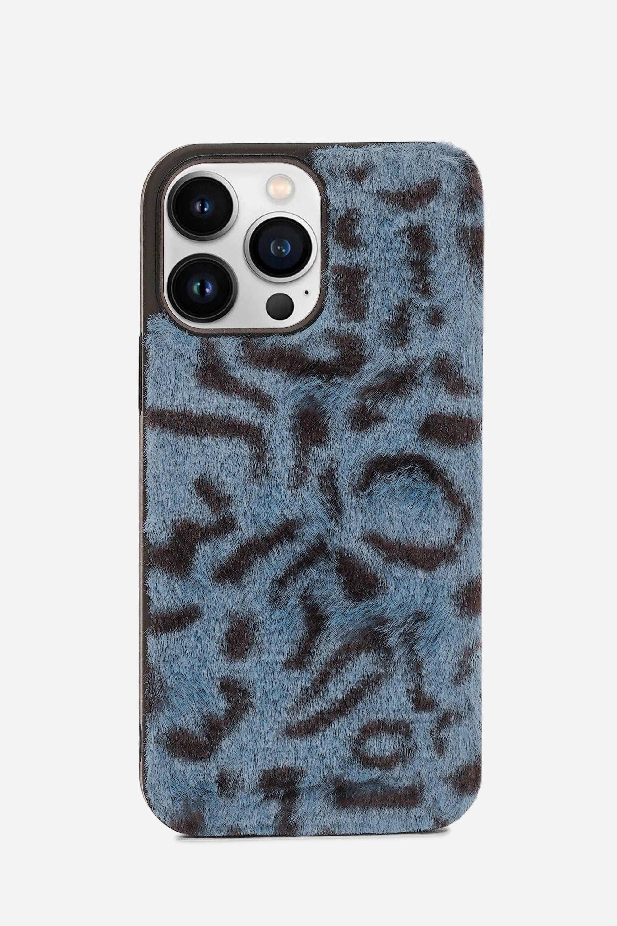 iPhone Printed Fur Case - Dark Blue