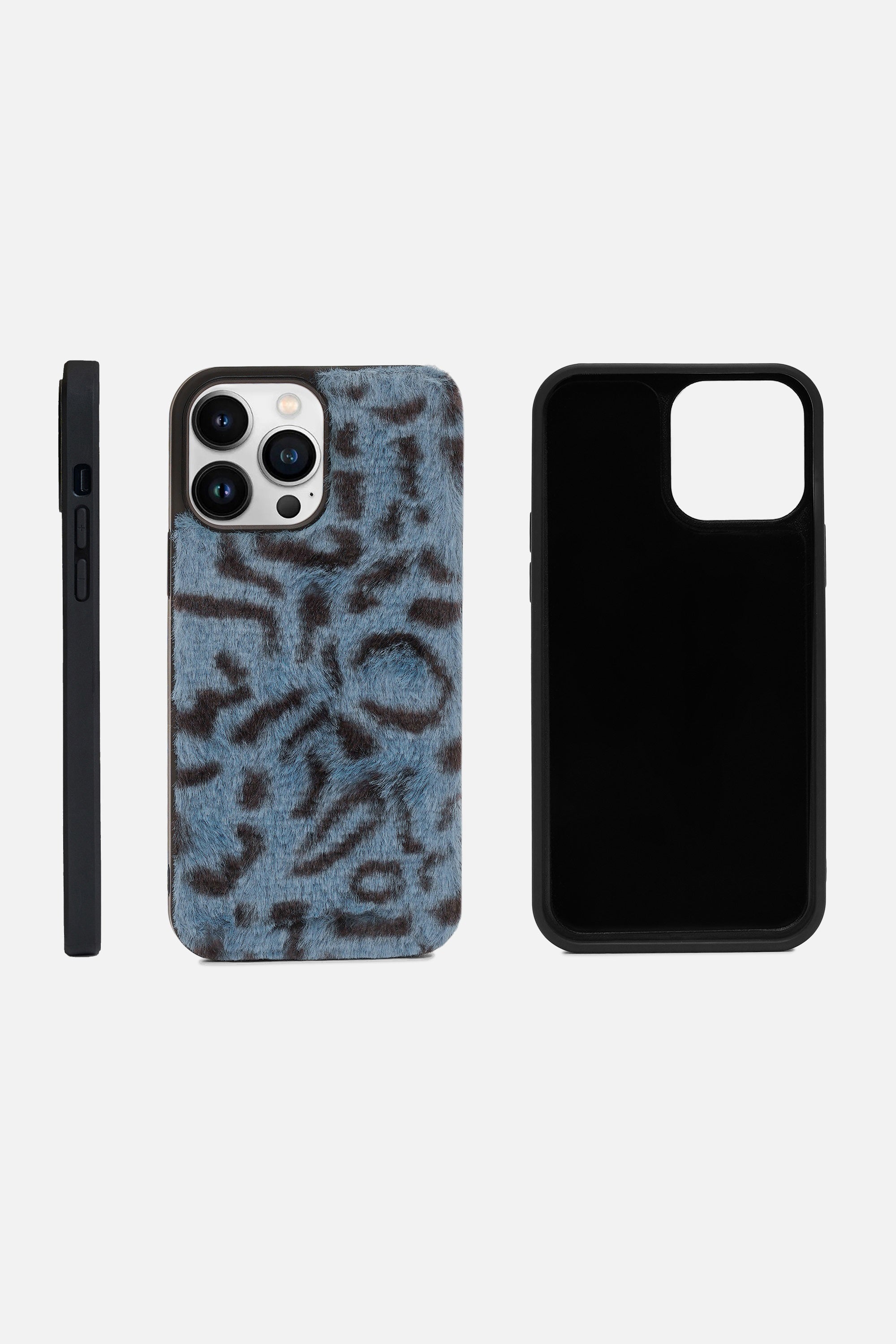 iPhone Printed Fur Case - Dark Blue