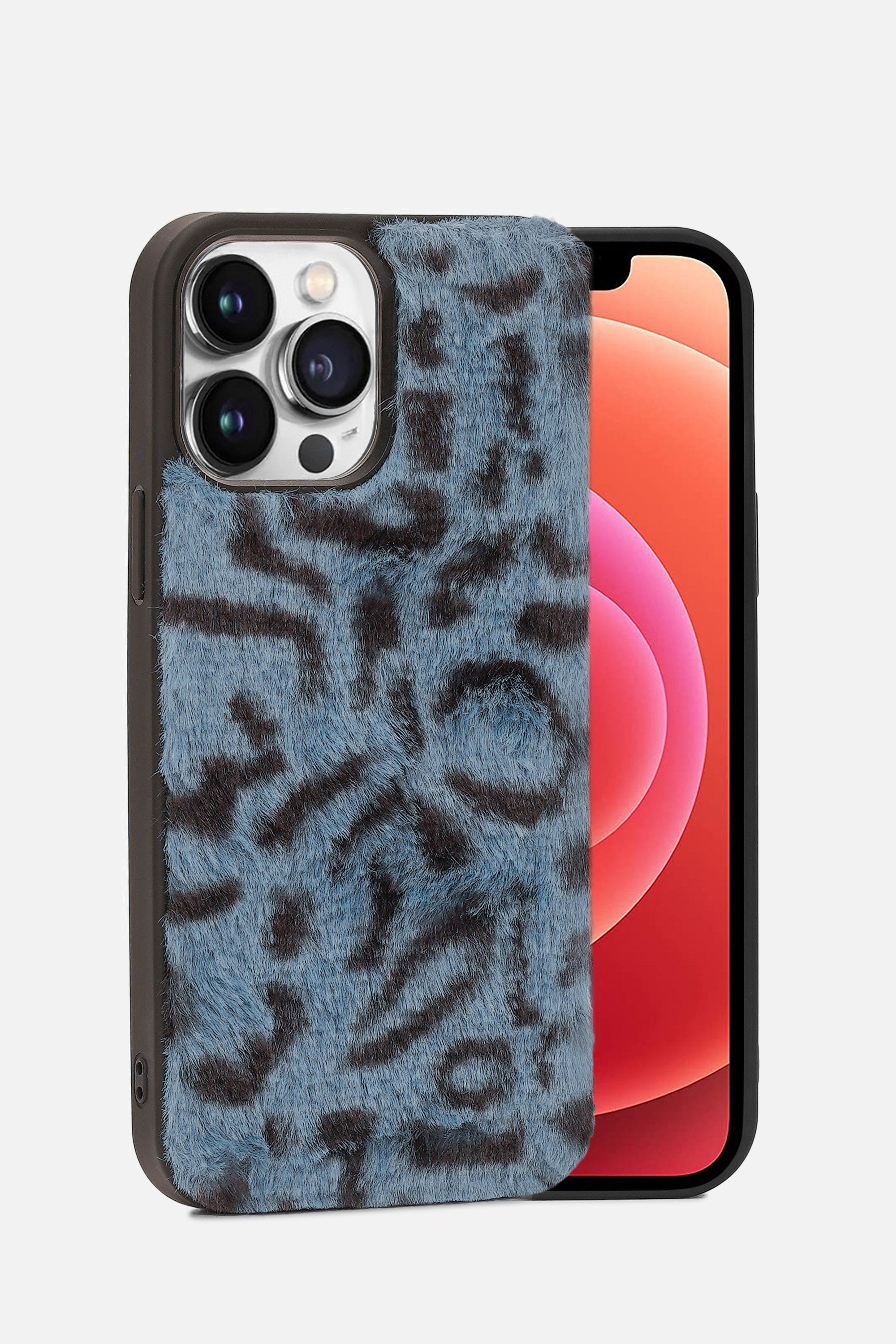 iPhone Printed Fur Case - Dark Blue