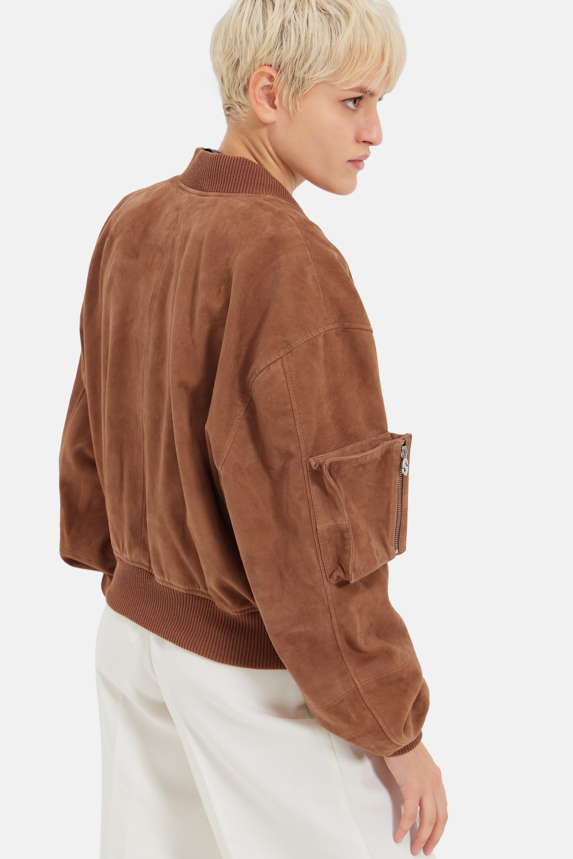 Florida - Utility Suede Bomber Jacket - Cognac